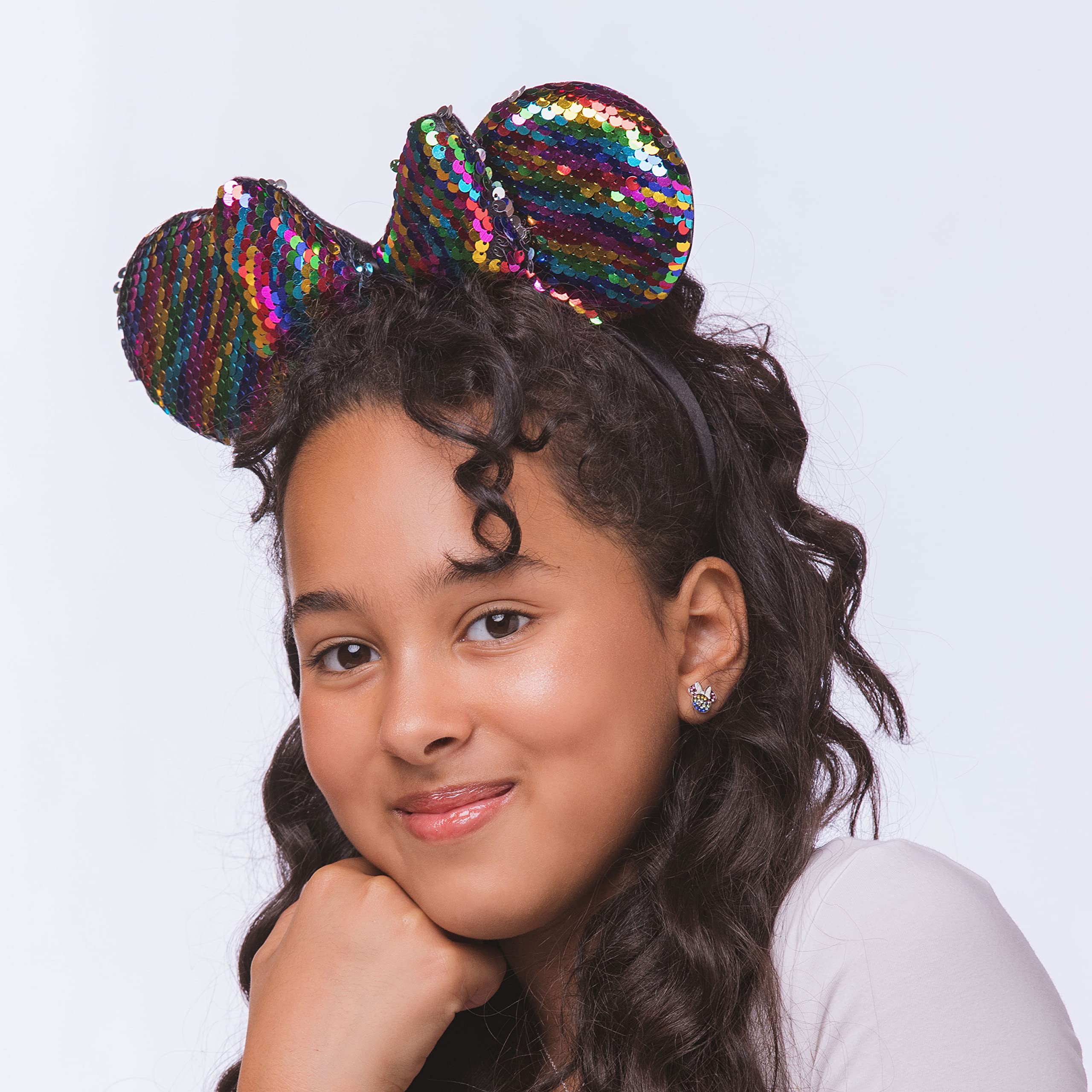 Disney Minnie Mouse Stud Earrings for Women - Sterling Silver with Rainbow Crystals | Perfect for Disney Fans, Gifts, and Everyday Wear