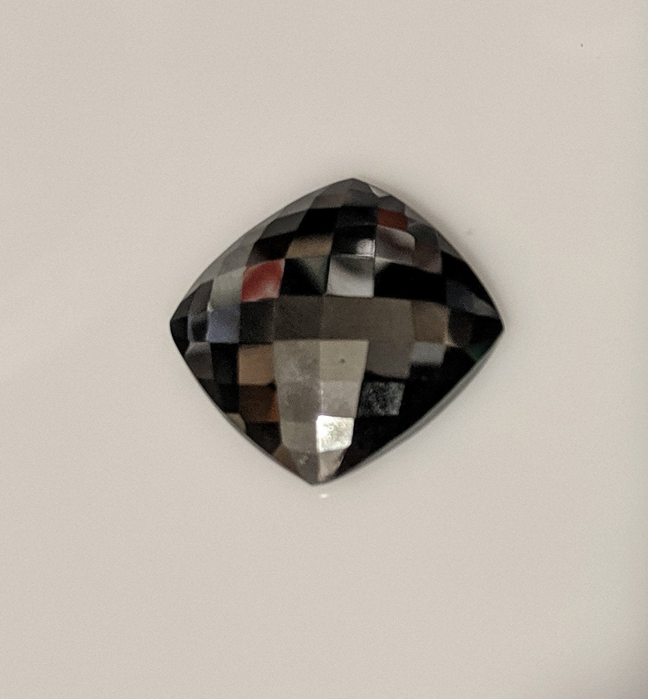 23.6ct Natural Black Hematite Cabochon - 20x20mm Square Cushion Checkerboard Cut - Premium Quality Large Gemstone for Jewelry Making, Wire Wrapping & Healing Crystals