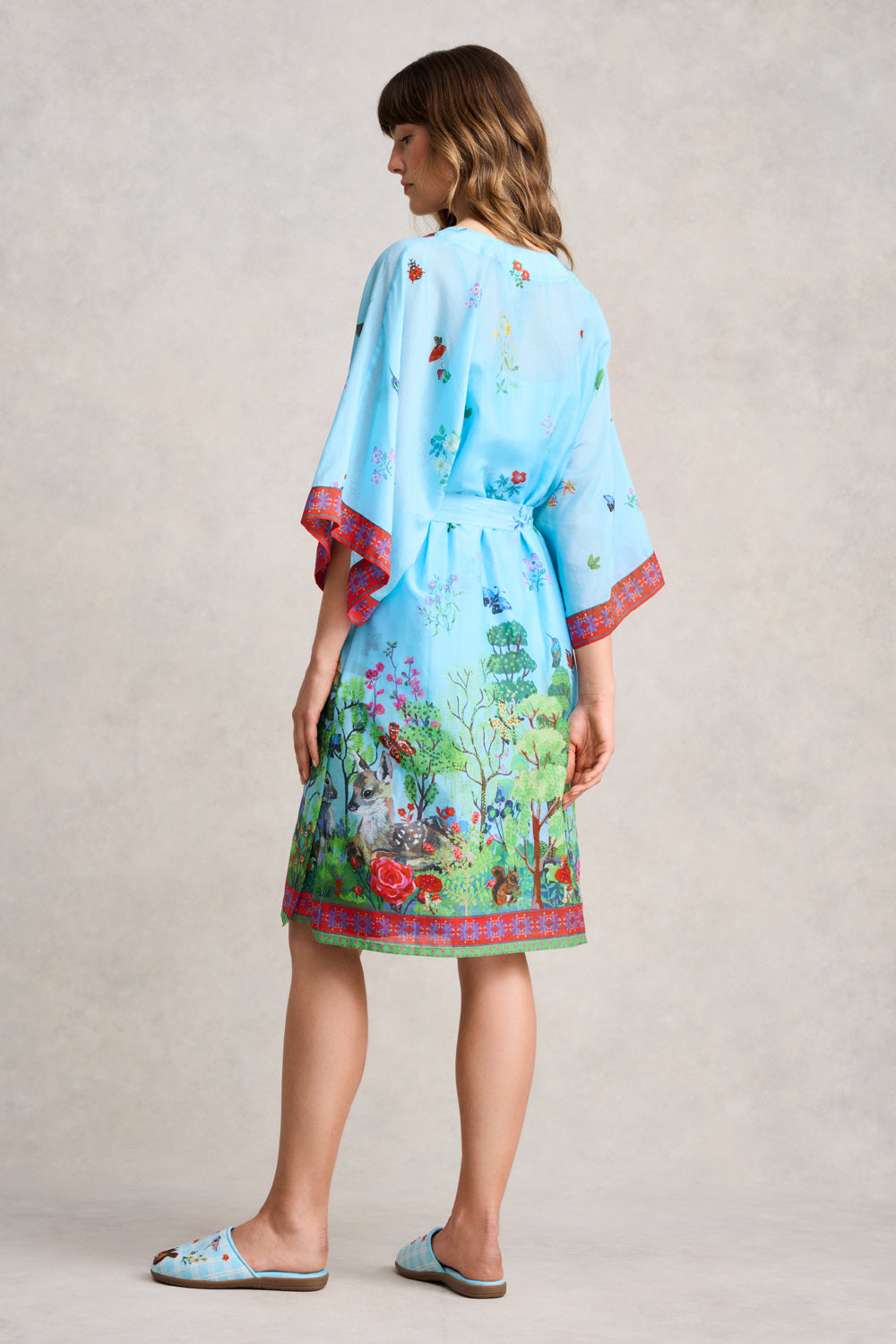 Nathalie Lété Cotton Silk Kimono - Summer Forest Print Floral Robe | Lightweight Women's Loungewear for Beach Cover Up, Vacation & Boho Style