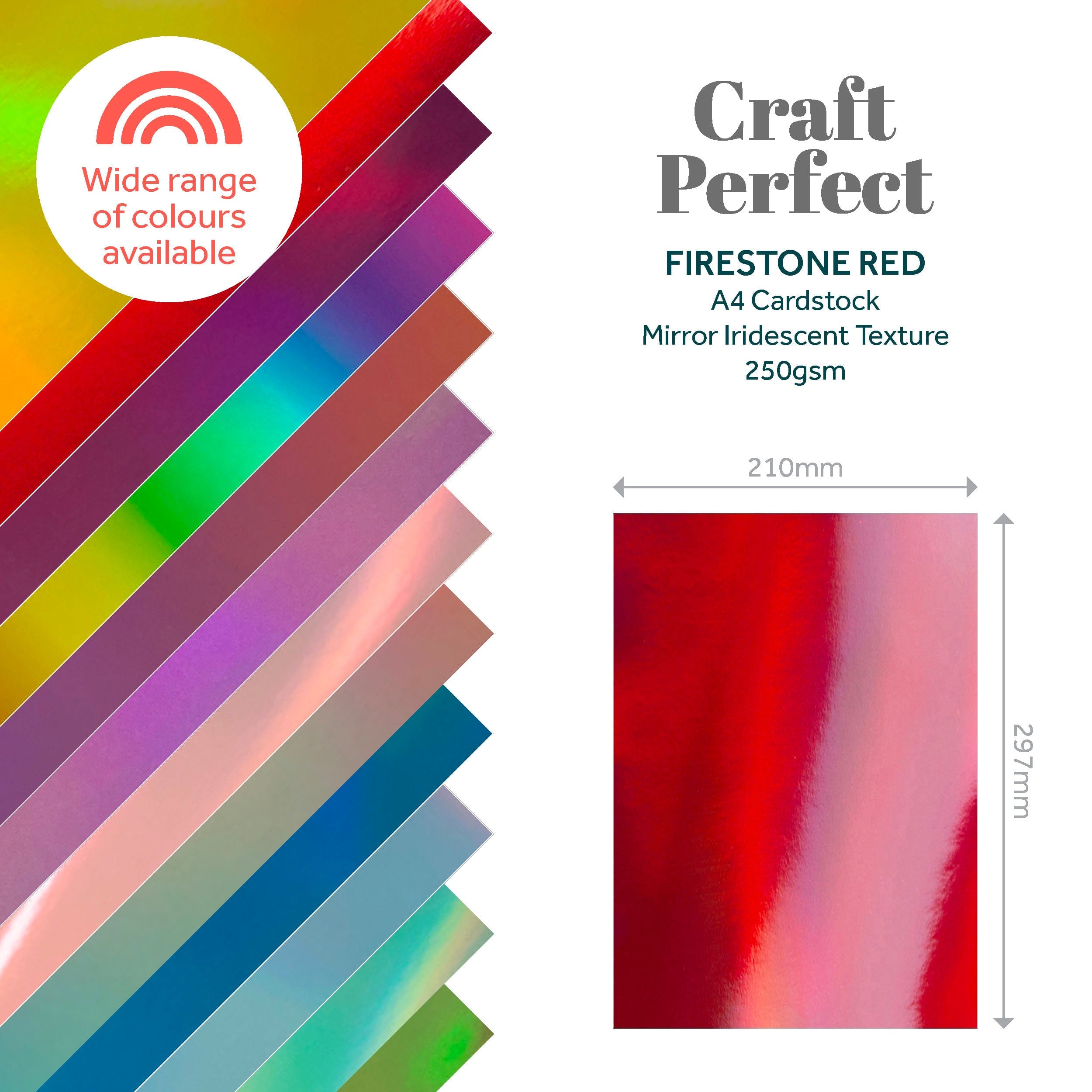 4-Pack Iridescent Mirror Cardstock - Fire Stone Red, A4 Size (9770E4) for Scrapbooking, Card Making & DIY Crafts