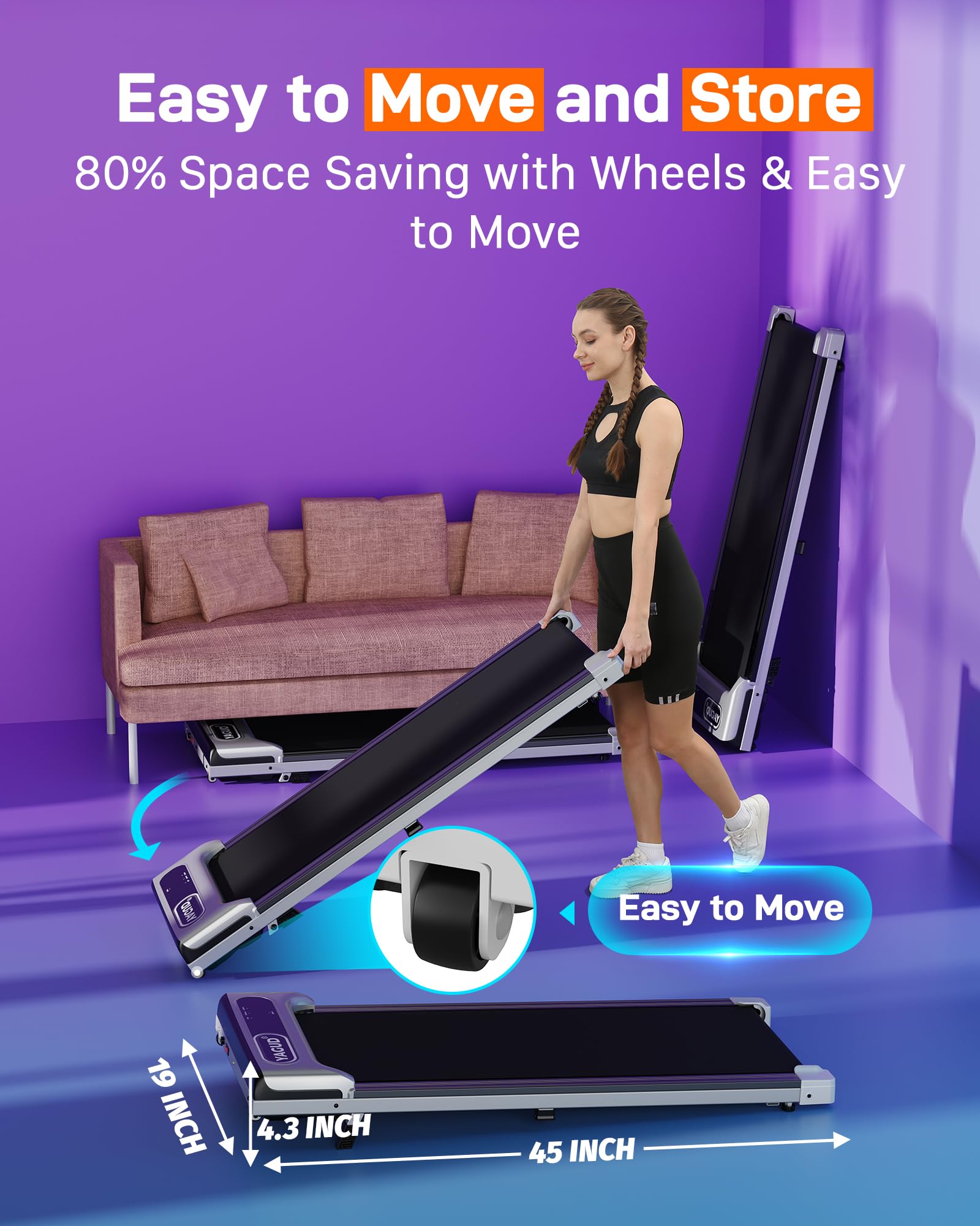 Under Desk Treadmill - 2.5HP Portable Walking Pad with Remote Control & LED Display for Home Office Use | Compact Jogging Running Machine for Small Spaces & Work from Home Fitness