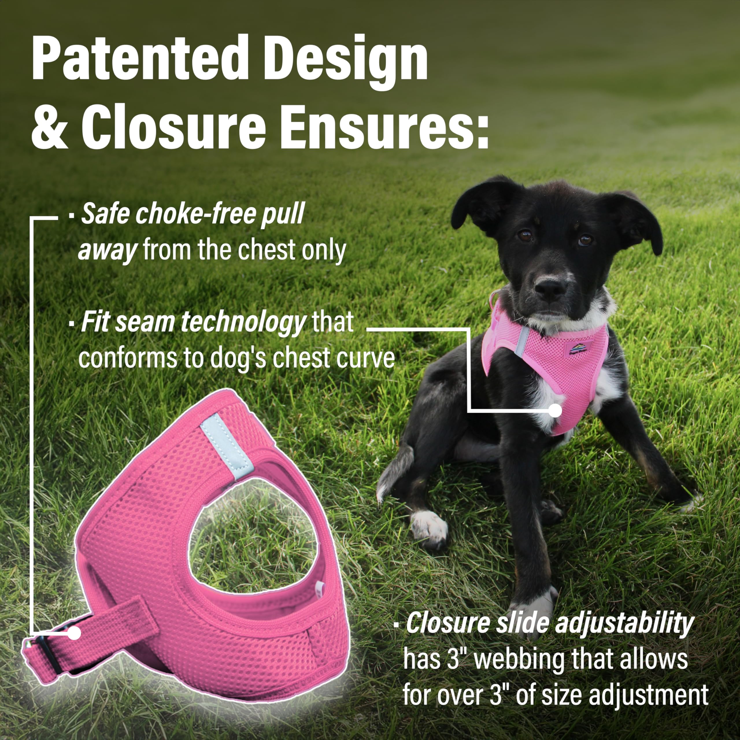 Doggie Design No Choke Dog Harness - Breathable Mesh Polyester Pet Vest, Easy Step-in Design for Small Dogs - XXS Candy Pink | Perfect for Walking, Training & Outdoor Adventures