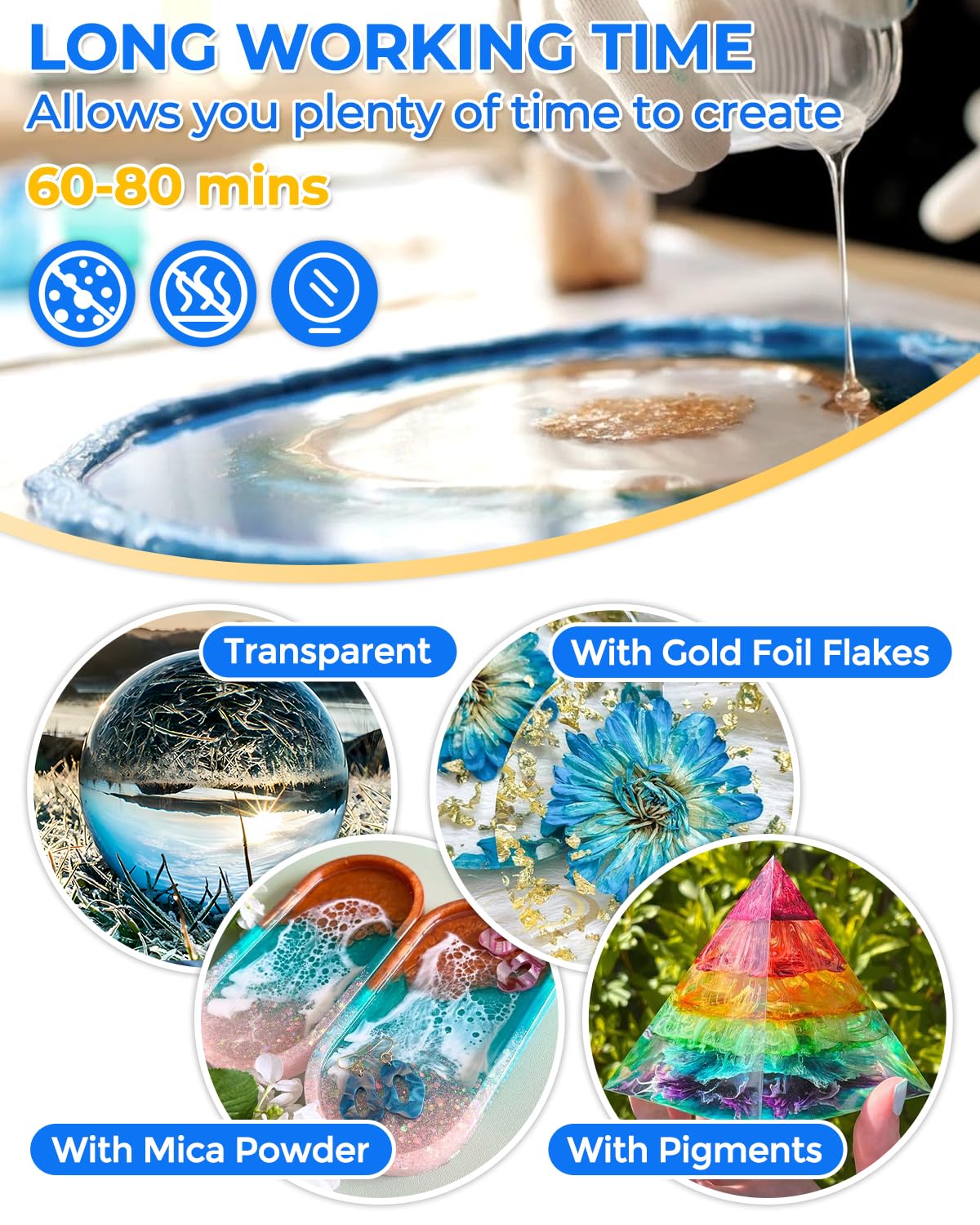 INCLY Deep Pour Epoxy Resin Kit - 0.75 GL High Gloss, Bubble Free, Crystal Clear 2:1 Casting Resin for River Tables, Wood Filling, Bar Tops, Jewelry Molds, Art Projects & DIY Crafts