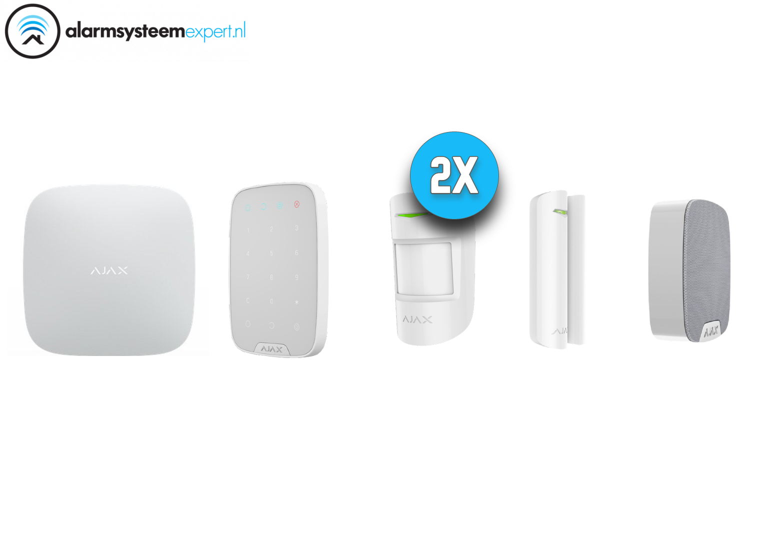 Wireless Alarm System Kit 2-Piece Set (White) - Home Security & Burglar Protection for House, Apartment, Office