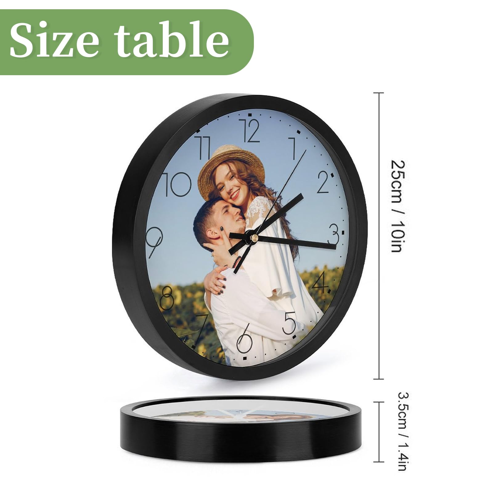 Custom Photo Wall Clocks - Silent Non-Ticking Personalized Round Clock for Home, School, Kitchen & Bathroom Decor | Perfect Gift for Family & Cat Lovers (Black, Multiple Sizes) | Ideal for Living Rooms, Bedrooms & Office Spaces