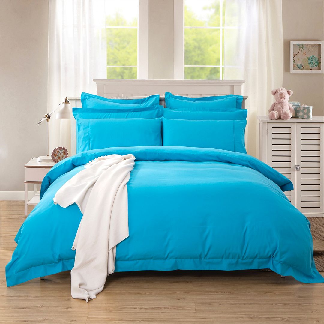 Premium 1000TC King Single Size Light Blue Duvet Cover Set - Soft Luxury Bedding for Master Bedroom, Guest Room & Dormitory