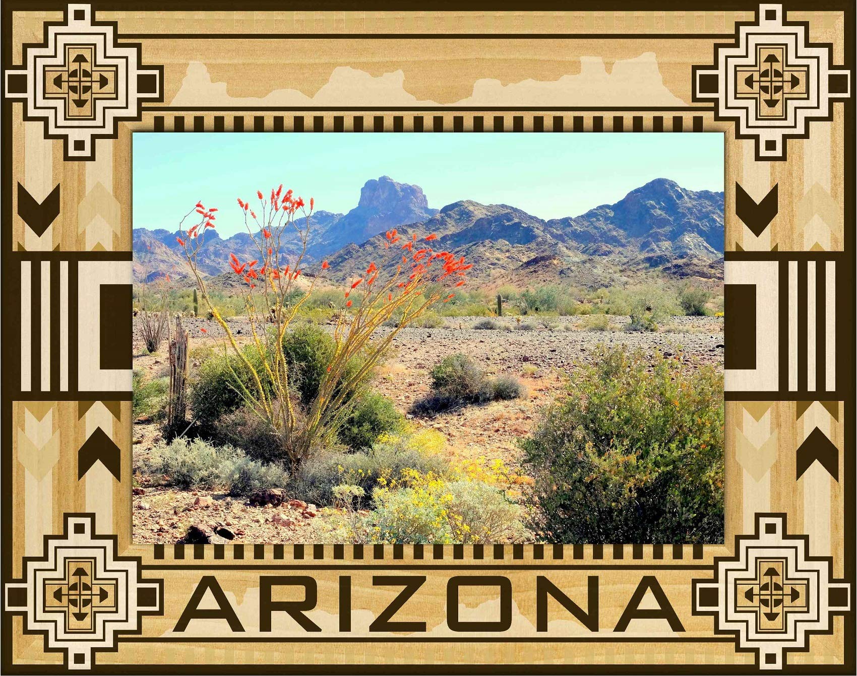Personalized Arizona Laser Engraved Wood Picture Frame 5x7 - Custom State Map Art for Home Decor, Wedding Gifts & Office Display