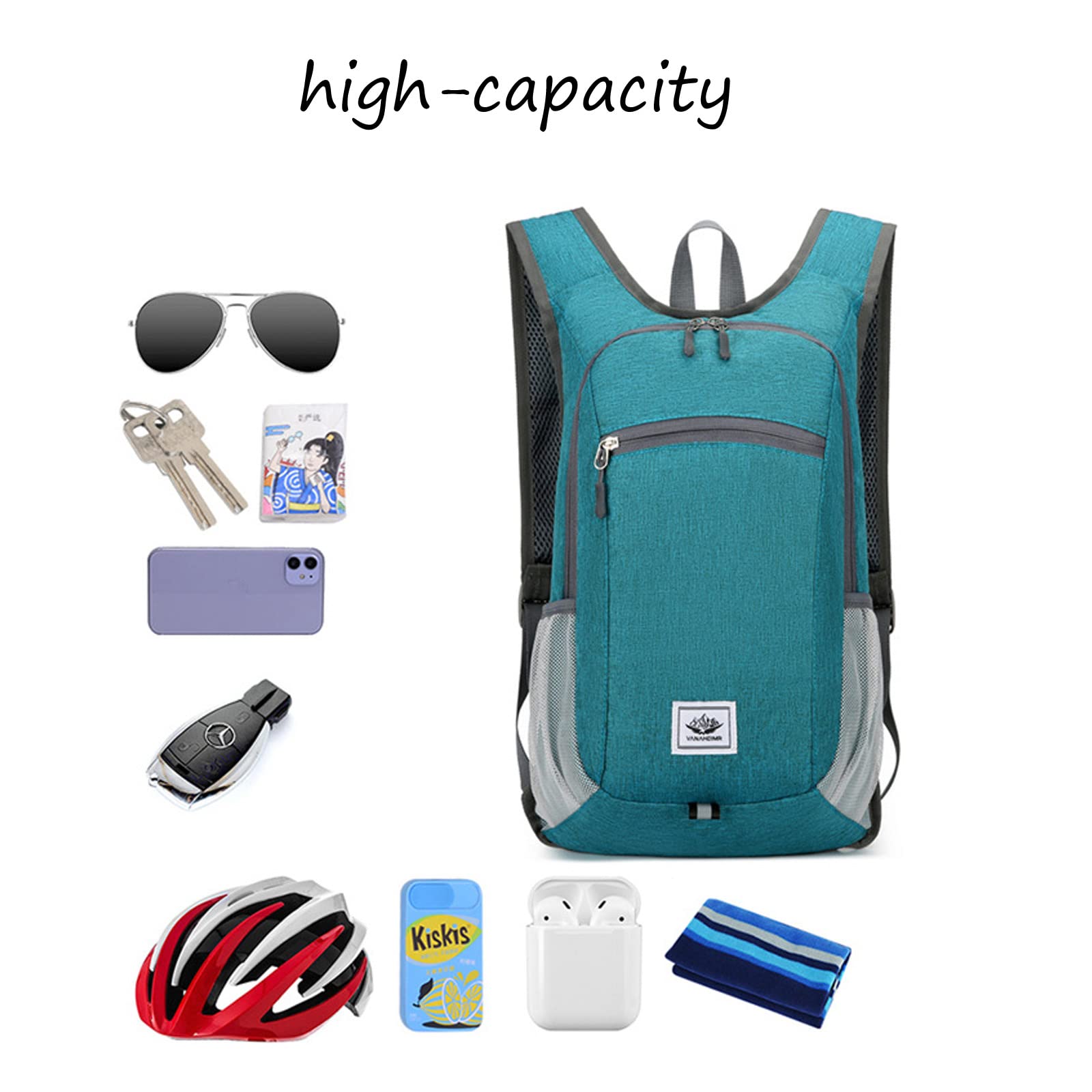 DOJUNS 12L Lightweight Foldable Hiking Backpack - Compact Travel Daypack for Camping, Hiking & Outdoor Adventures - Water-Resistant Packable Backpack for Women & Men (Black) - Perfect for Day Trips, Commuting & Weekend Getaways