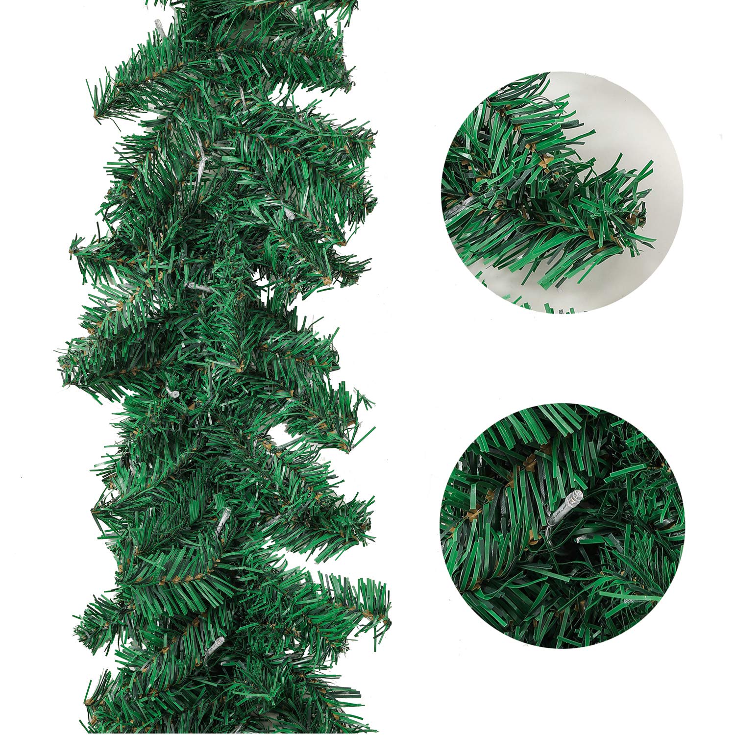 9 ft Pre-Lit Christmas Pine Garland with 50 Warm White LED Lights - Battery Operated with Timer for Outdoor Holiday Decorations - Perfect for Doorways, Mantels, and Staircase Decor