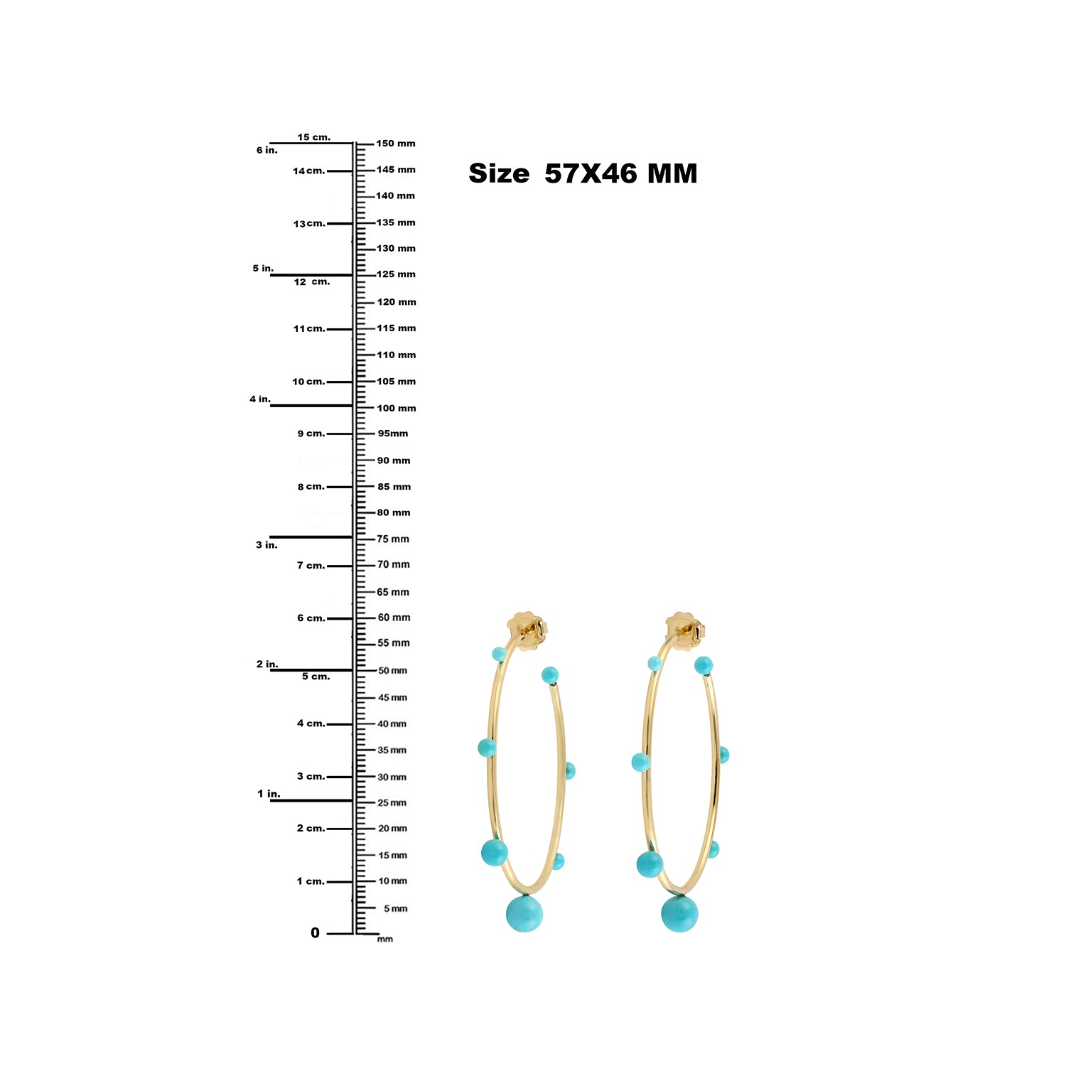 18K Yellow Gold Beaded Turquoise December Birthstone Hoop Earrings for Women - Perfect for Birthdays, Holidays & Special Occasions