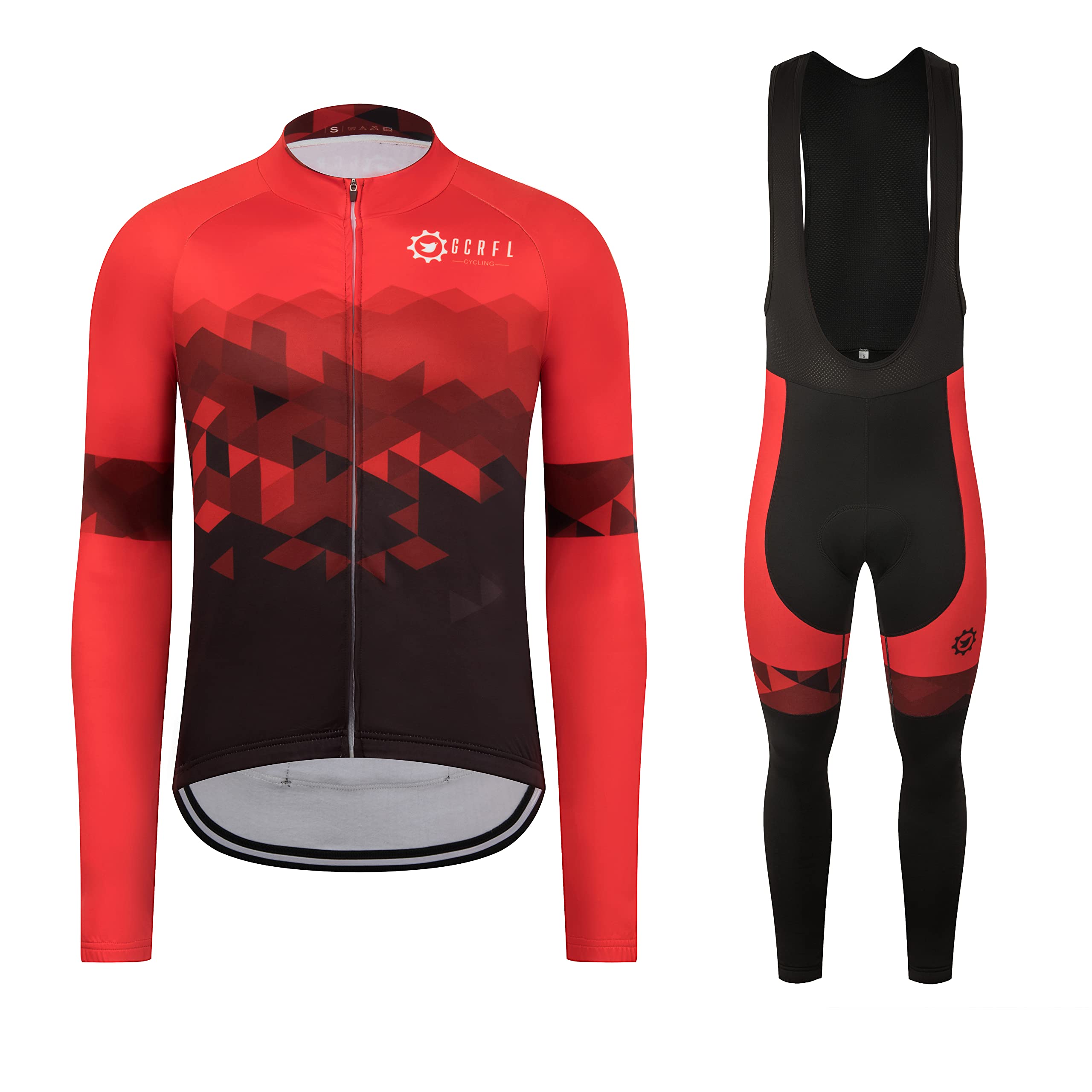 **GCRFL Men's Thermal Fleece Winter Cycling Jersey & Bib Pants Set – Long Sleeve Bike Clothing for Cold Weather Riding, Biking, and Outdoor Sports**