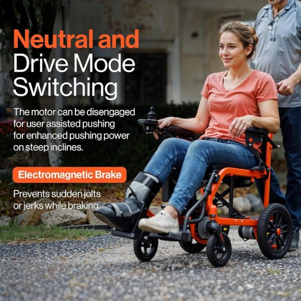 SuperHandy GoRide Folding Electric Wheelchair - Lightweight & Portable Mobility Scooter for Adults & Seniors - Perfect for Travel, Shopping & Indoor/Outdoor Use