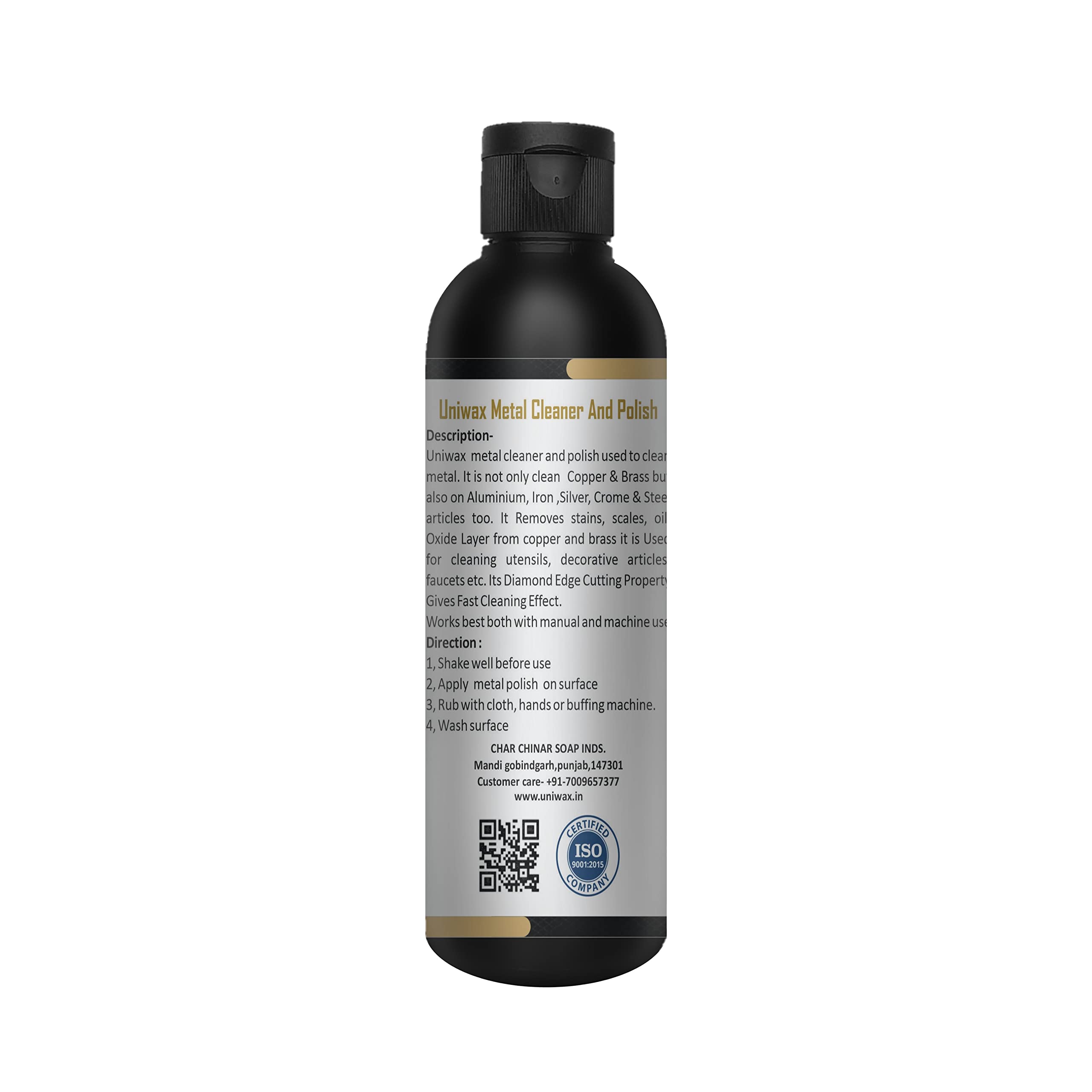 UNIWAX Metal Polish & Cleaner 250ml - Professional Chrome, Copper, Brass, Bronze, Gold, Nickel & Stainless Steel Polish - Restores Shine & Removes Tarnish - Ideal for Jewelry, Automotive Parts, Kitchenware & Home Decor