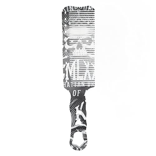 Flat Top Guide Hair Comb for Men - Large Teeth Styling Comb with Skull Print - Perfect for Hairdressing, Bang Grooming & Oil Head Styling (Black & White) - Ideal for Barber Shops, Home Haircuts & DIY Hairstyling