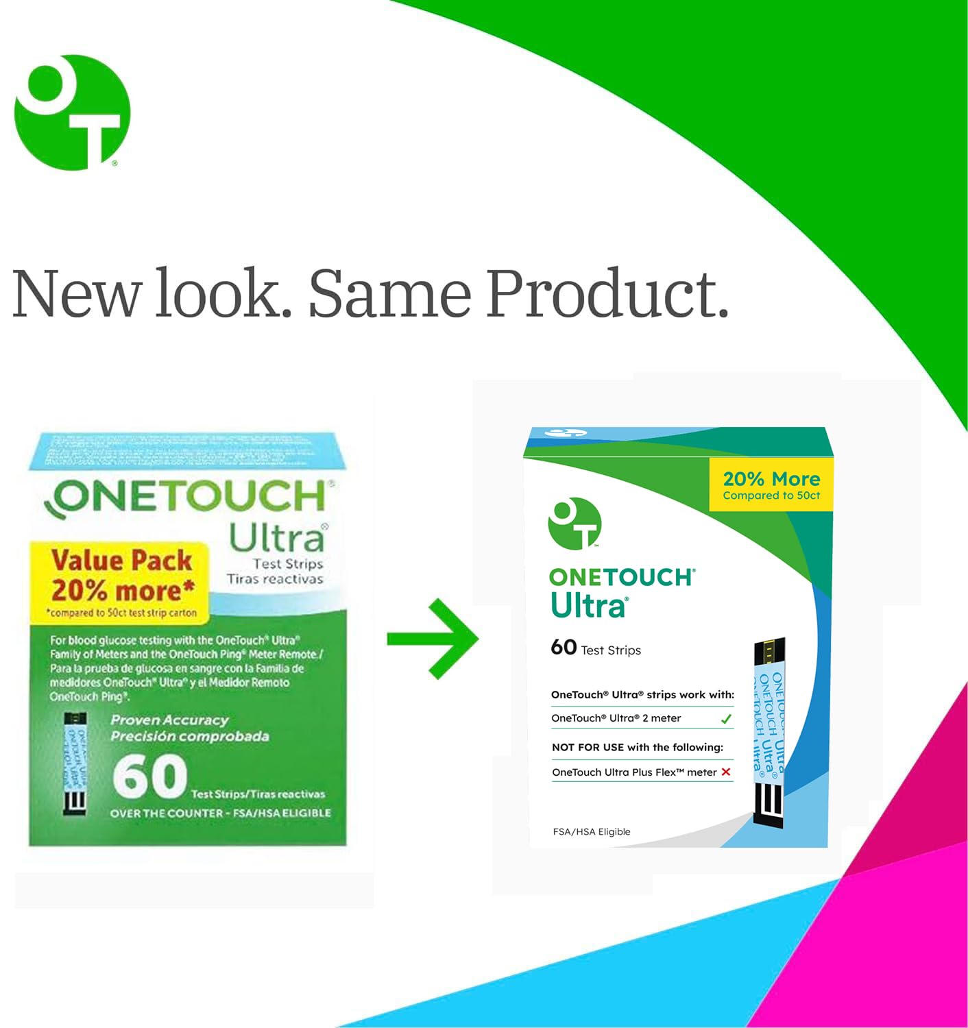 OneTouch Ultra Blood Glucose Test Strips - 120 Count (2 x 60 Strips) | Accurate Diabetic Testing Supplies for Diabetes Management | Compatible with OneTouch Glucose Meters | Home Use & Travel Friendly