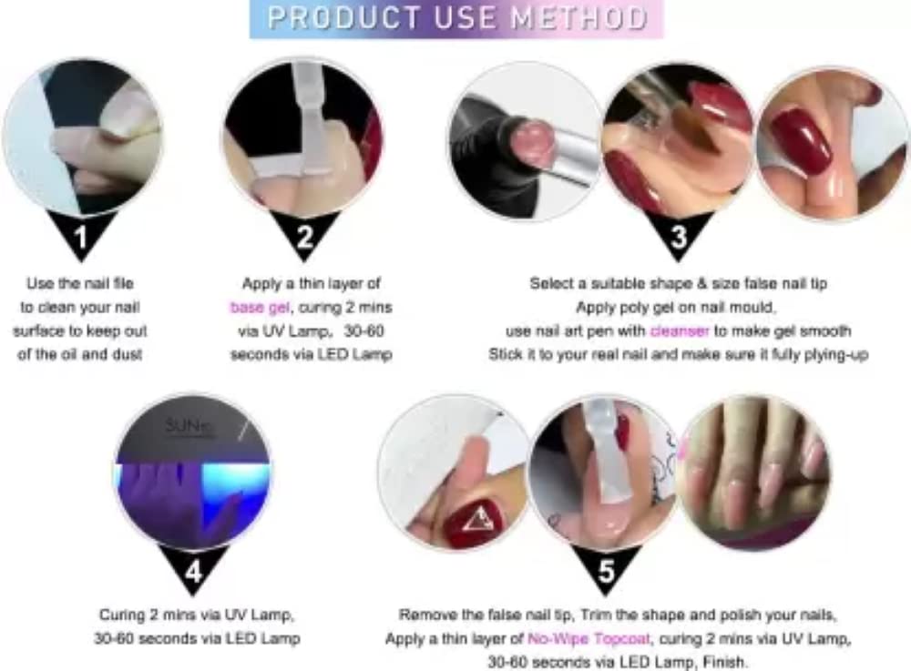 Crystal Professional Clear Polygel Tubes for Nail Extensions - Pearl Pink Acrylic Gel for Manicure & Nail Art | Perfect for Salon & DIY Home Nail Care
