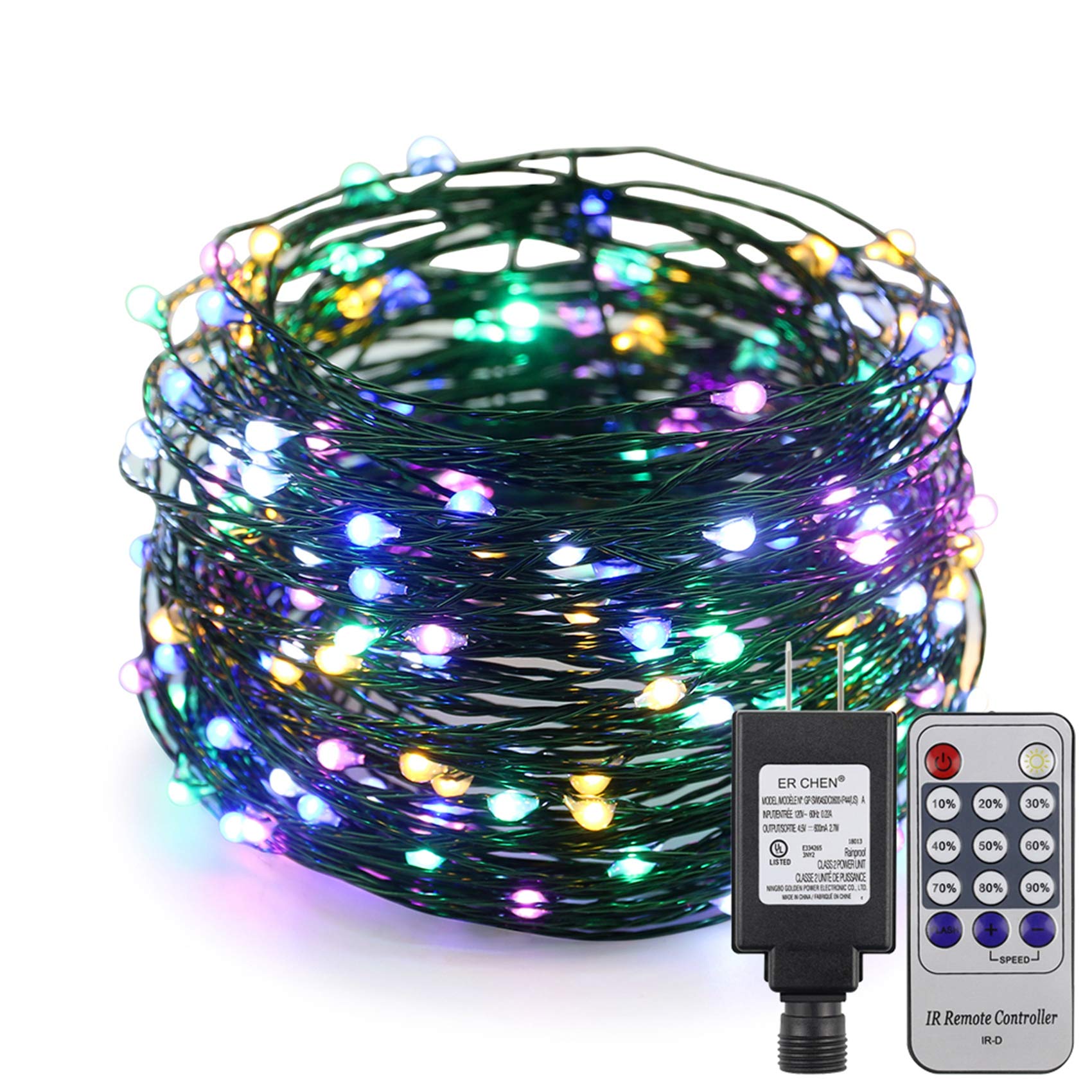 ER CHEN 66ft/20m 200 LED Fairy String Lights with Green Copper Wire - Waterproof Indoor/Outdoor Christmas Lights for Bedroom, Patio, Garden & Party Decor (Multicolor) | Perfect for Holiday Decorations, Wedding Backdrops & Cozy Ambiance