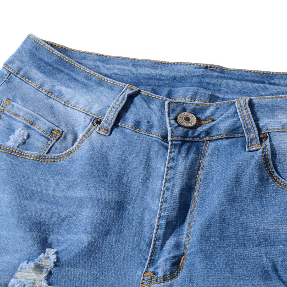 Vanberfia Women's Stretchy Denim Mid Rise Jean Shorts with Pockets - Comfortable Casual Summer Shorts for Beach, Travel & Everyday Wear