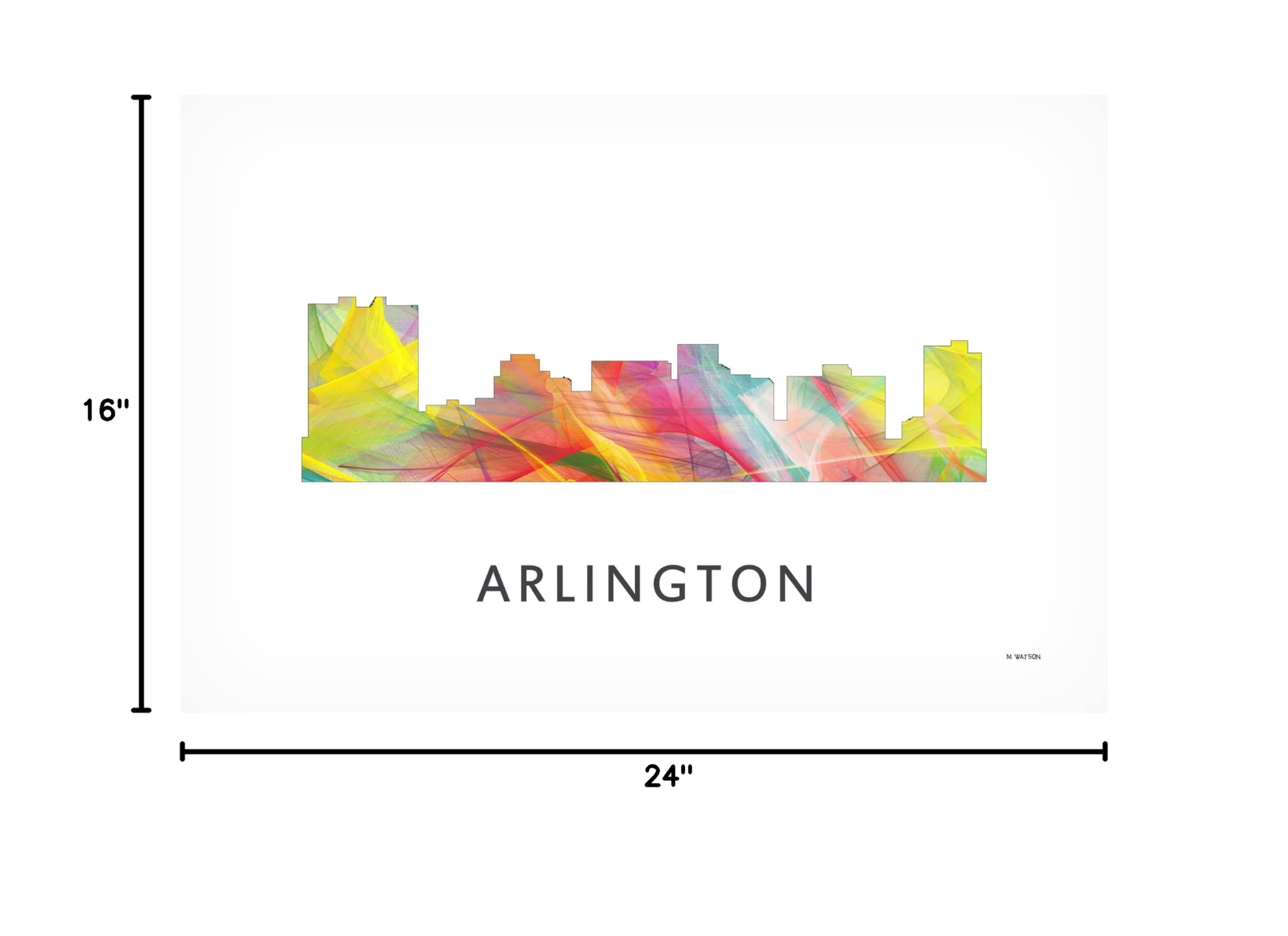 Trademark Fine Art 'Arlington Texas Skyline' Canvas Wall Art by Marlene Watson - 16x24 Inches - Modern Home & Office Decor for Living Room, Bedroom, or Office