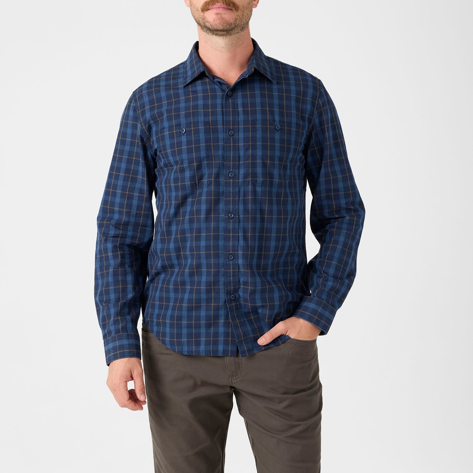 Midtown Long Sleeve Woven Shirt for Men - Casual Button Down Shirt with Comfort Fit - Perfect for Office, Business Casual & Outdoor Activities