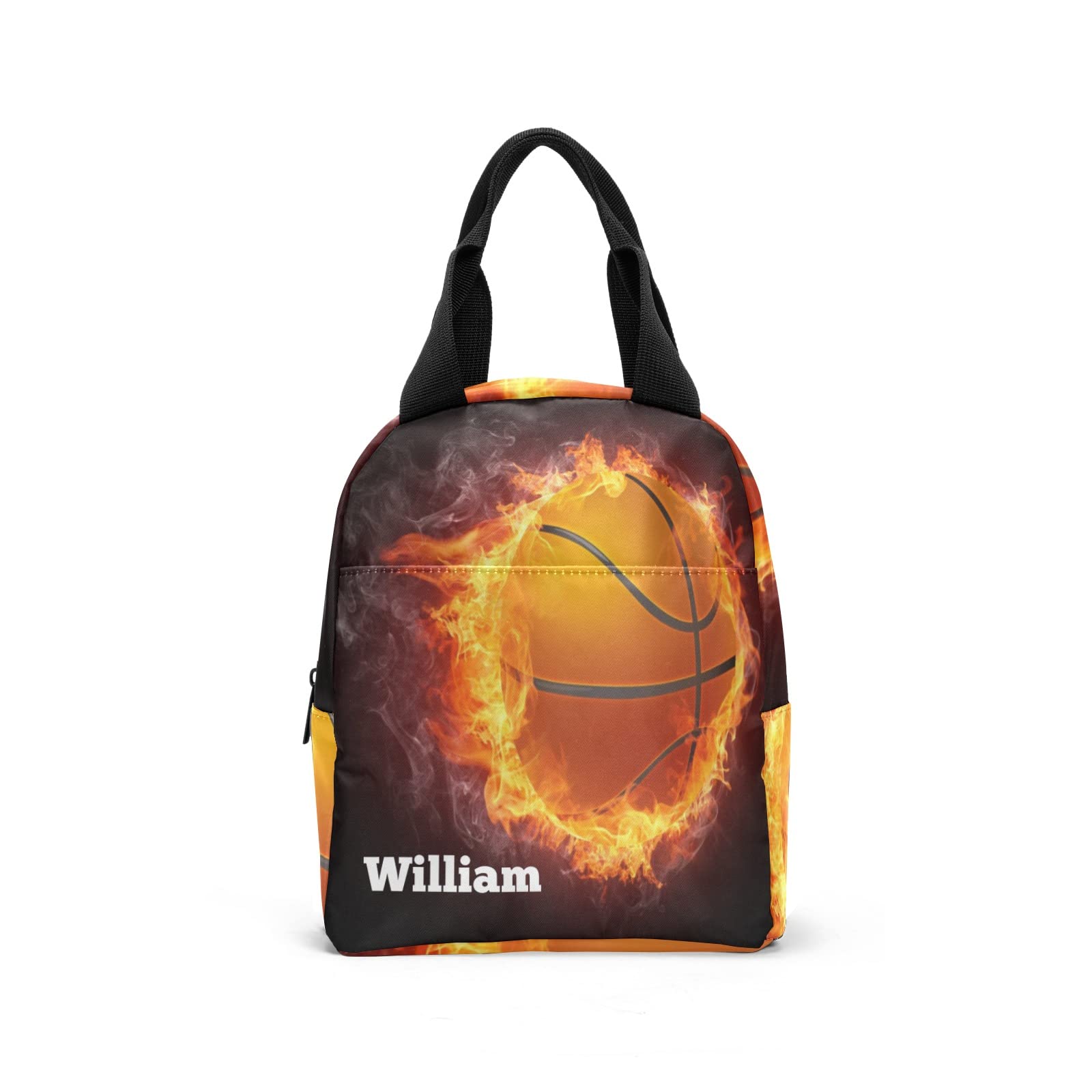 Custom Insulated Waterproof Lunch Bag with Name - Personalized Basketball Design Tote for Boys & Girls | School, Work, Picnics & Sports Events