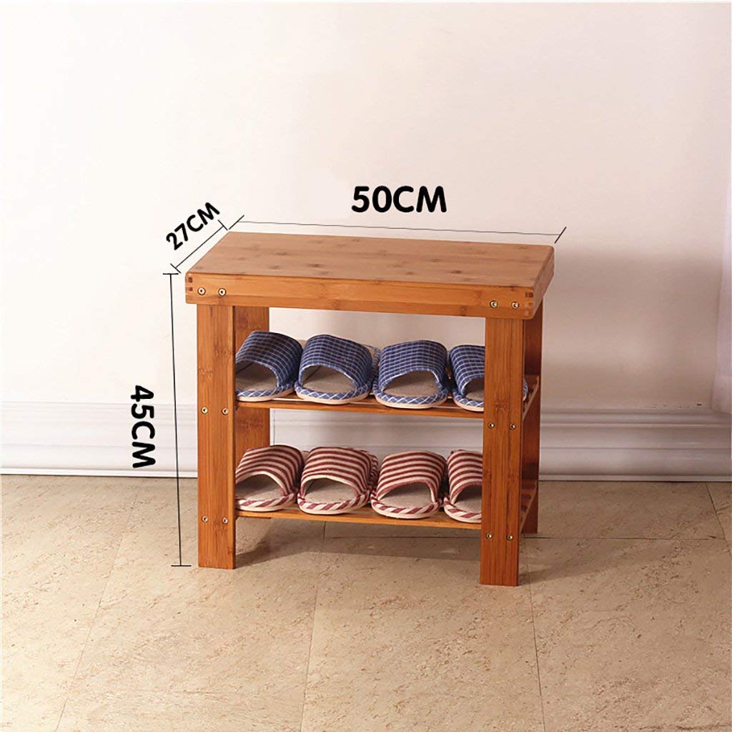 Bamboo Shoe Rack & Flower Pot Holder - 50CM Solid Wood Storage Shelf for Shoes, Plants & Home Decor | Space-Saving Organizer for Entryway, Dorm, Living Room & Bedroom