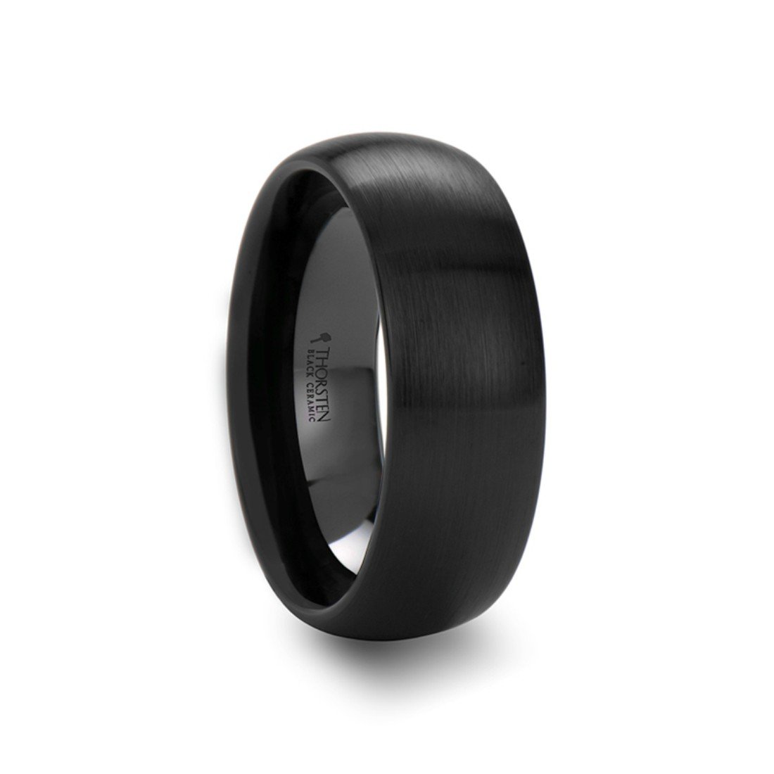 Black Ceramic Wedding Band Ring for Men & Women - 8mm Wide Brushed Finish Round ATTOR Ring - Perfect for Engagement, Anniversary, and Everyday Wear