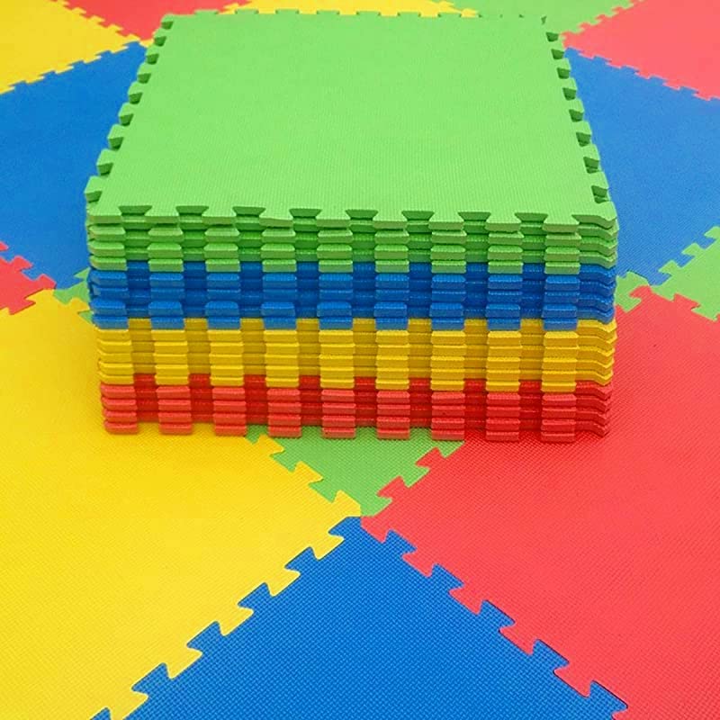 Premium Interlocking Puzzle Exercise Gym Mats - Non-Slip American Floor Mats for Home Gym, Playroom & Yoga | Wood & Extreme Foam Tiles for Kids & Adults