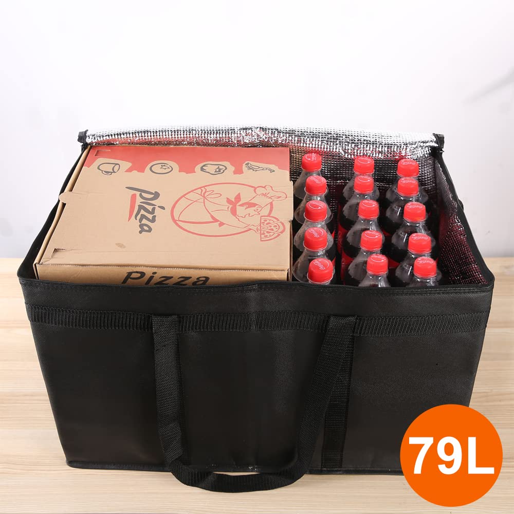 Bodaon 3-Pack Large Insulated Food Delivery Bag - Keeps Meals Hot or Cold - XXXL Black Thermal Tote for Catering, Groceries & Pizza - Perfect for Restaurants, Food Delivery & Picnics