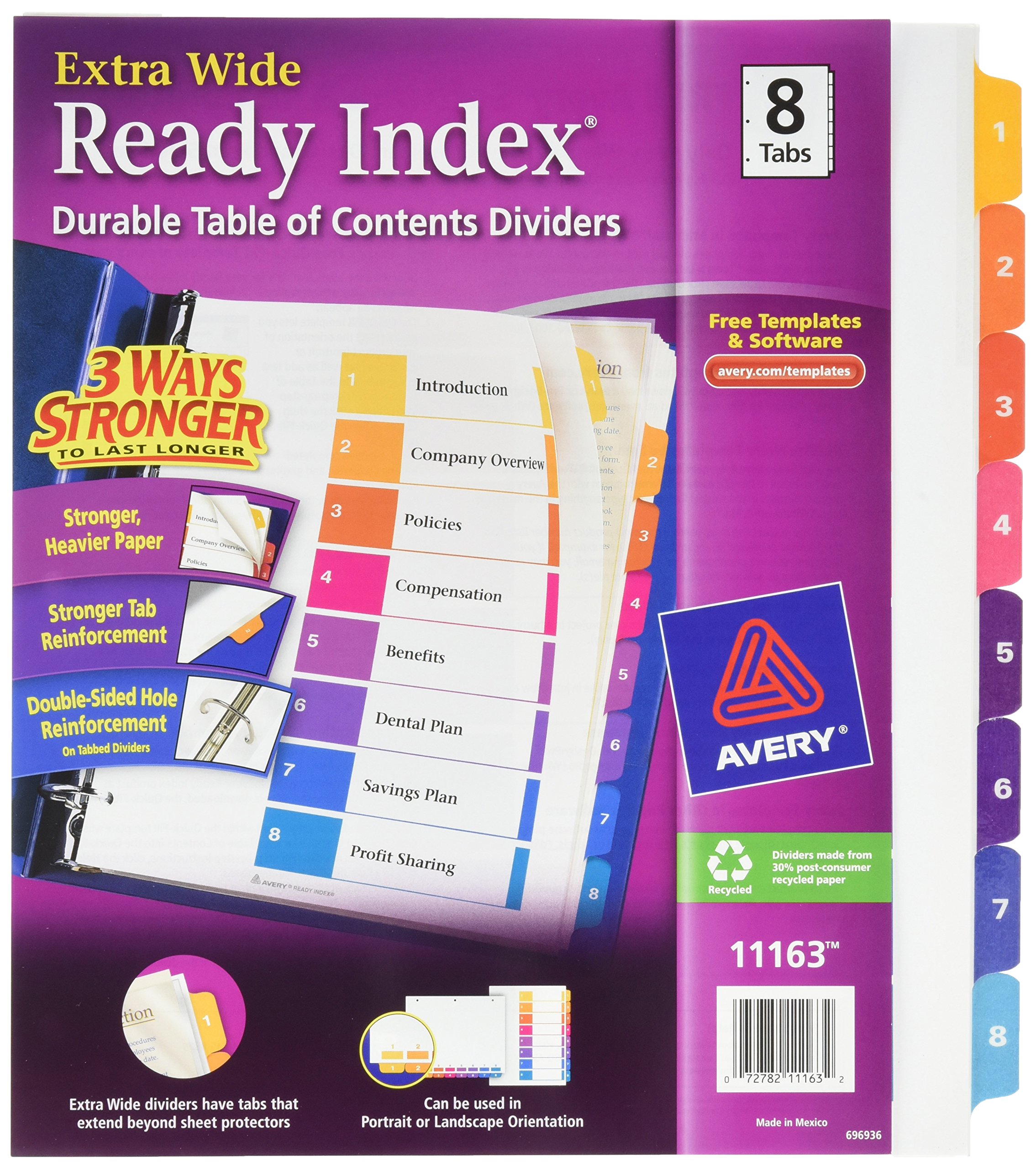 Avery Extra-Wide 8-Tab Ready Index Dividers, 9.5