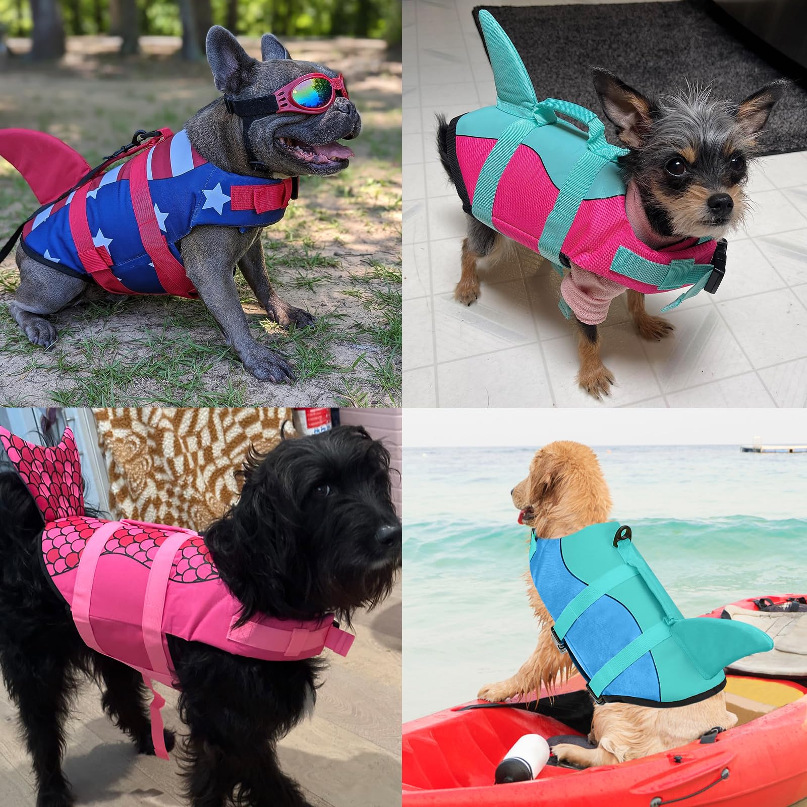 Malier Dog Life Jacket - High Buoyancy Ripstop Dog Life Vest for Swimming & Boating - Shark Puppy Lifesaver with High Visibility for Small, Medium & Large Dogs (Small) - Perfect for Pool, Beach & Water Sports Safety