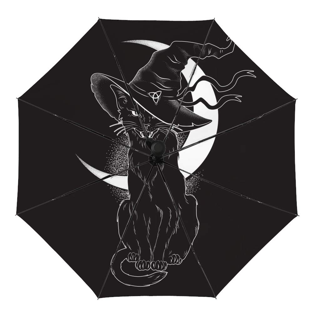 Windproof Automatic Travel Umbrella - Compact Folding Umbrella with Cute Cat Witch Hat Design, Waterproof Sun & Rain Protection for Women, Men & Kids - Perfect for Commuting, Travel & Outdoor Activities