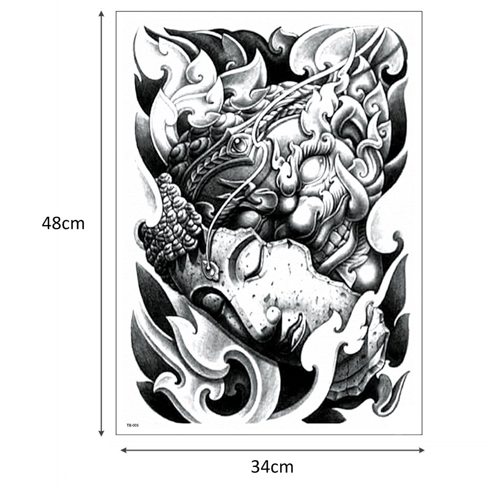 Glaryyears Large Full Back Temporary Tattoos - 3 Pack Realistic Fake Tattoo Stickers for Men & Women - Fierce Tiger & Snake Designs - Perfect for Halloween, Cosplay & Body Art
