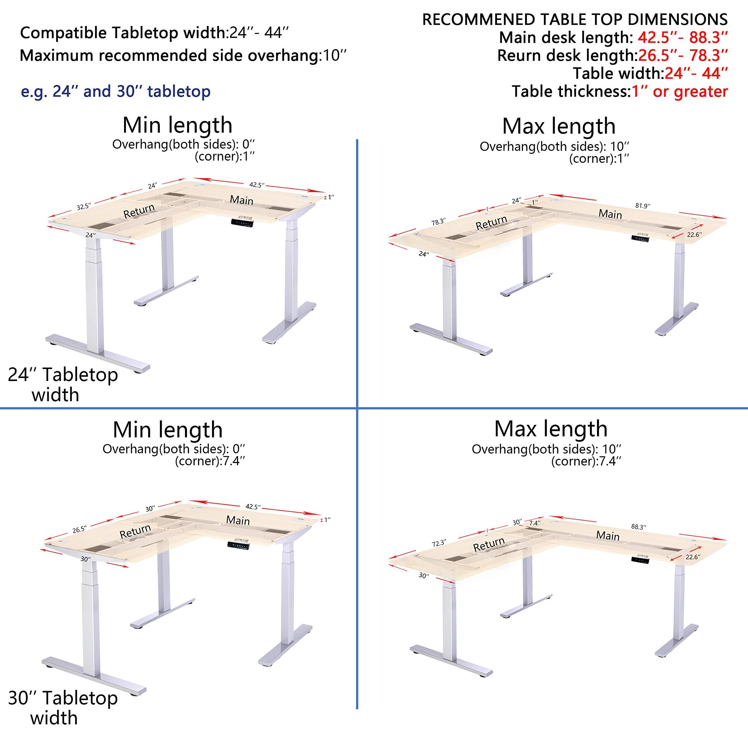 VWINDESK VJ301 L-Shaped Electric Height Adjustable Standing Desk Frame - Triple Motor, Ergonomic Sit-Stand Steel Base with Digital Memory Keypad (Gray) - Perfect for Home Office, Gaming Setup & Workspace Ergonomics