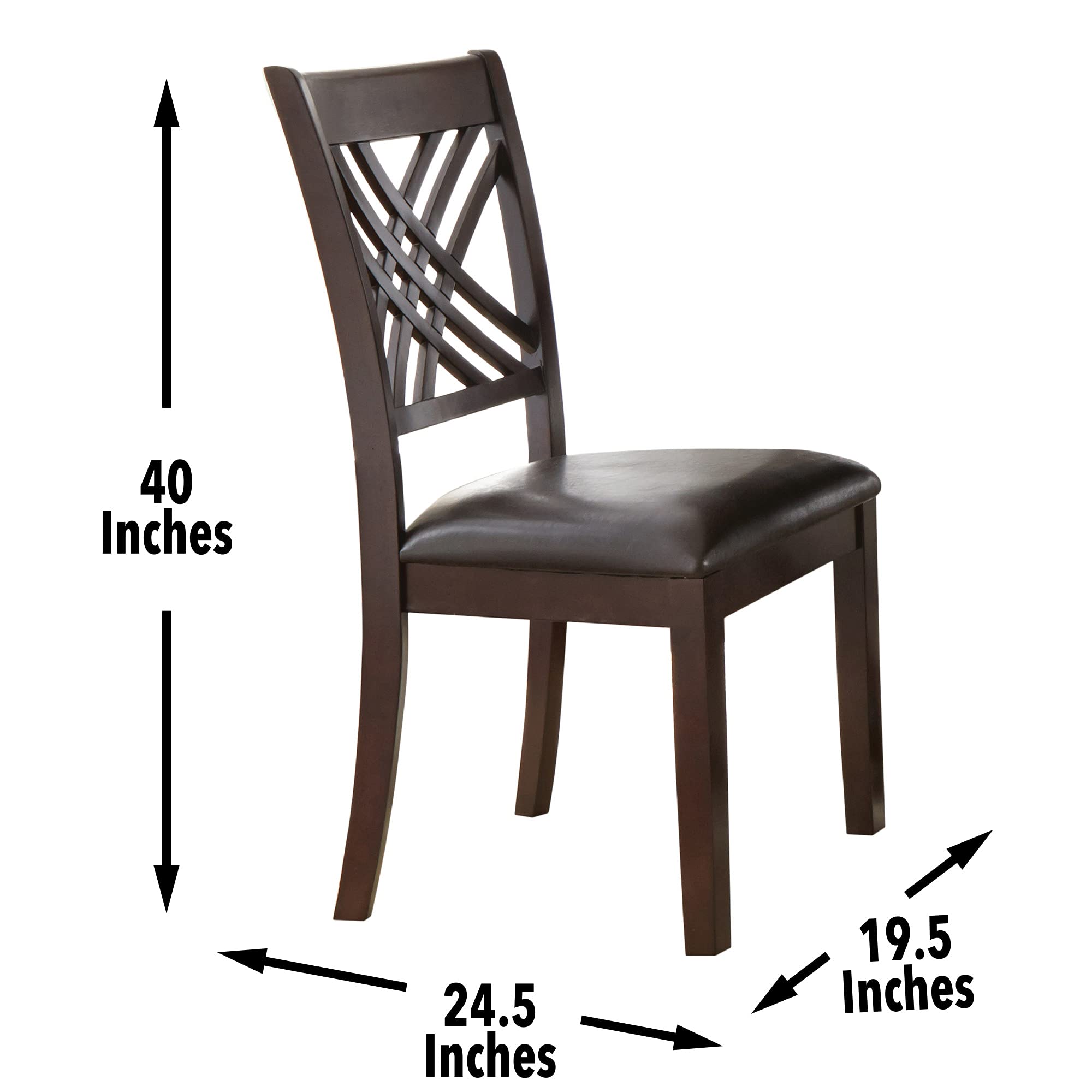 Steve Silver Company Adrian Side Chair Set of 2 - Faux Leather Dining Room Chairs with X-Back Design, Vegan Leather Upholstery in Espresso Cherry Brown (19
