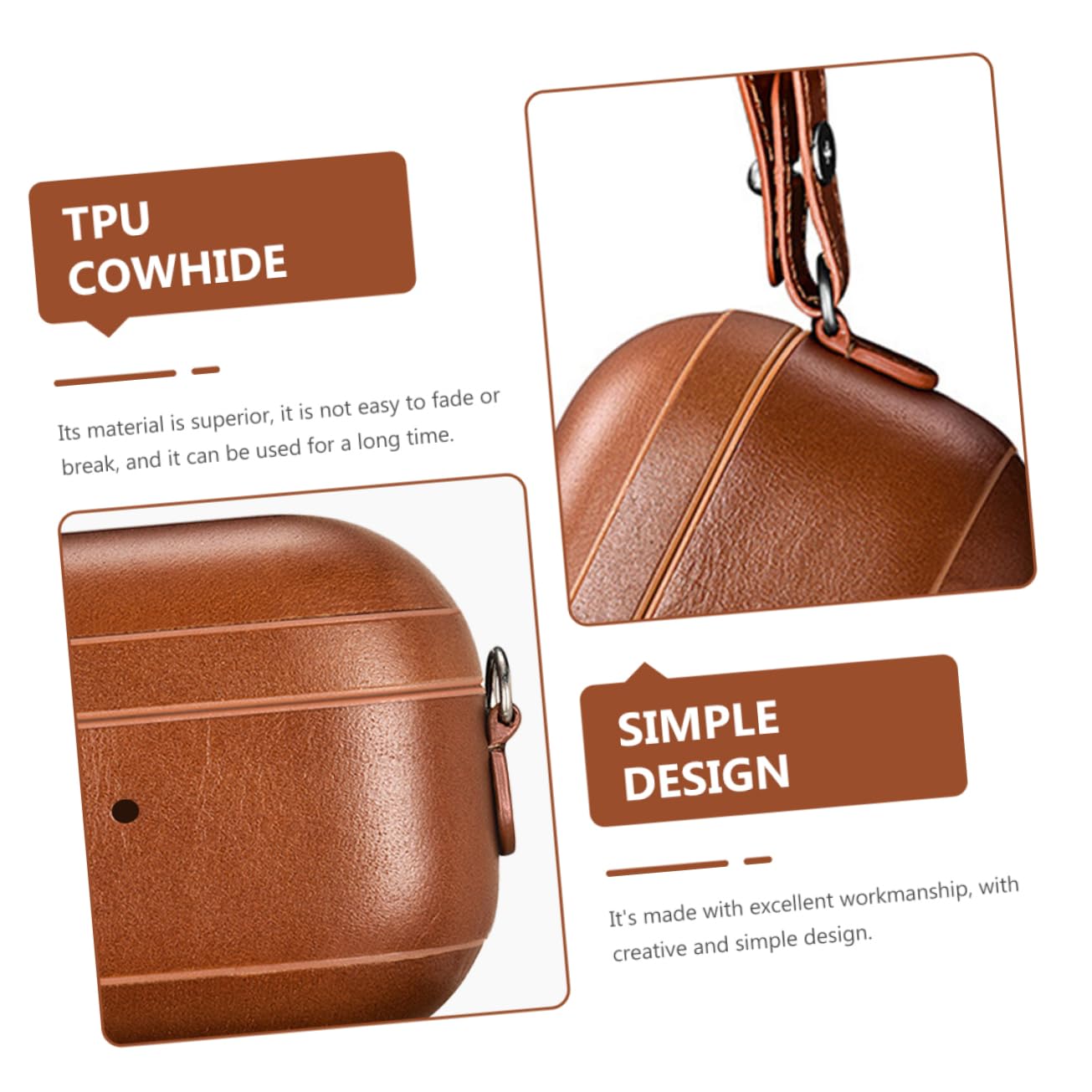 Artibetter Genuine Leather Earphone Case - Protective Pouch for AirPods & Wireless Earbuds - Portable Carrying Case with Premium Brown Leather - Perfect for Travel, Gym & Daily Use