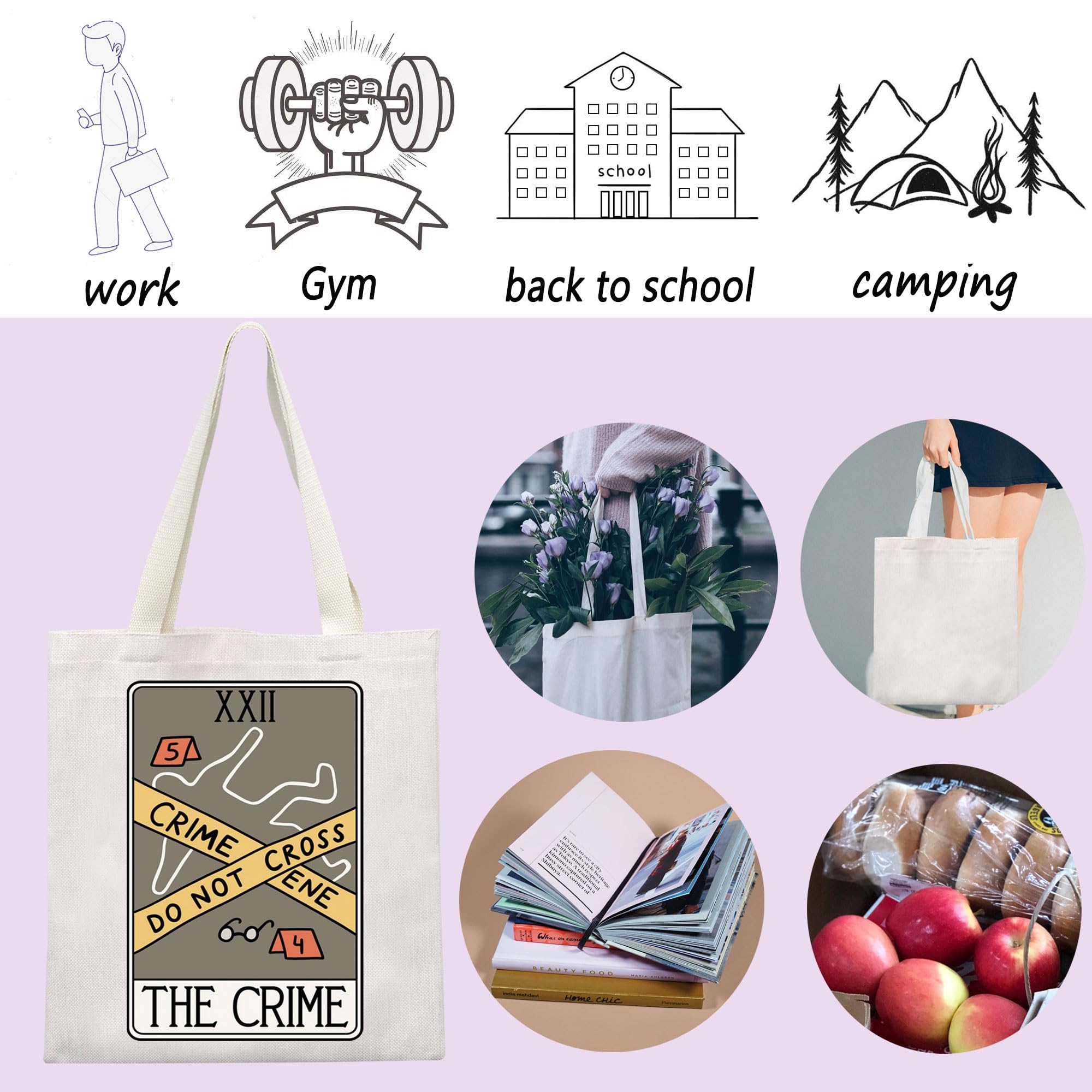ENSIANTH Crime Scene Junkie Tote Bag - Perfect Gift for Criminologists, True Crime Fans & Serial Killer Movie Lovers - Durable Handle Bag for Work, School or Crime Scene Conventions
