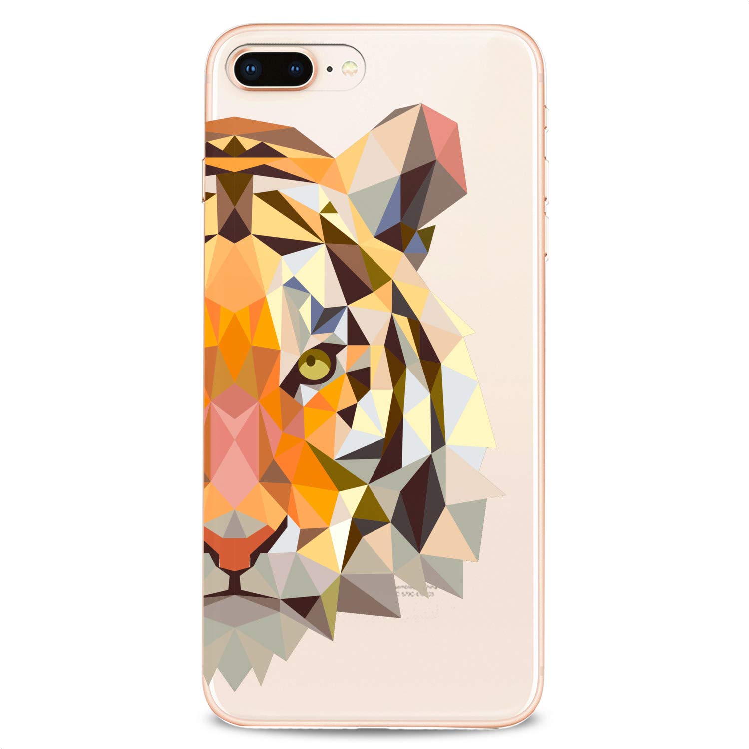 Premium TPU Phone Case for iPhone 16/15/14/13/12/11 Pro Max/Plus/Mini/XS/XR/X/8/7/6/5/SE - Geometric Tiger Design Flexible Silicone Cover with Abstract Animal Print - Slim Protective Case for Women & Girls (Perfect for Daily Use, School, Work & Travel)