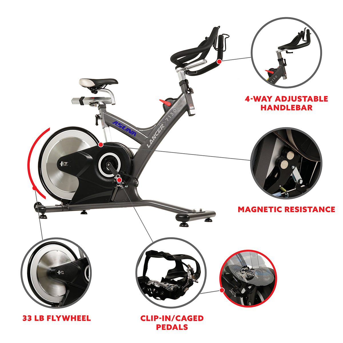 Asuna Lancer Rear Flywheel Commercial Exercise Bike - Heavy Duty Indoor Cycling Bike for Home & Gym Use - Perfect for Cardio Workouts & Weight Loss