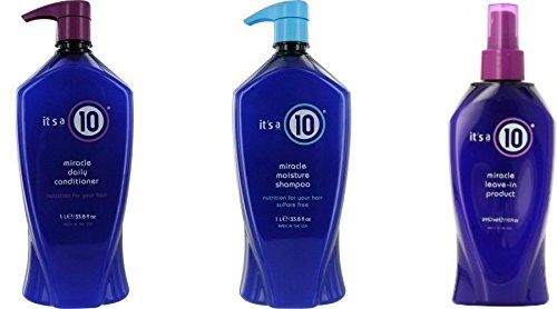 It's a 10 Miracle Shampoo & Conditioner Combo Set - 33.8oz + 10oz Leave-In Treatment for Damaged Hair | Salon-Quality Hair Care for Dry, Frizzy & Color-Treated Hair | Perfect for Daily Use & Post-Styling Repair