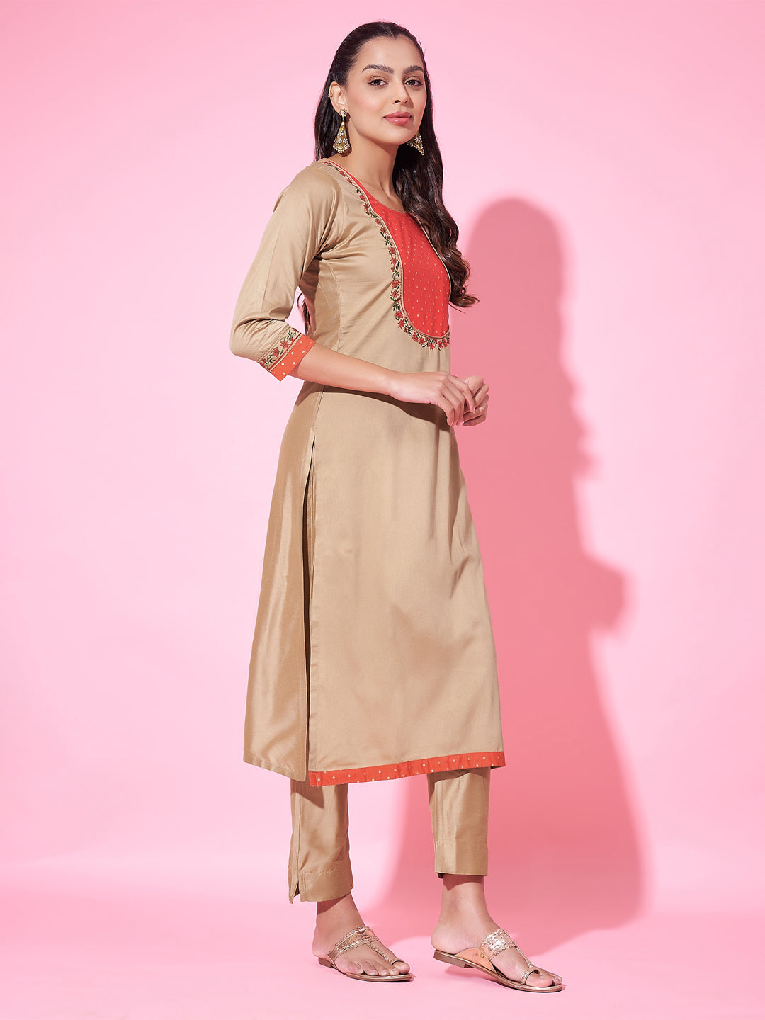 Elegant Beige Designer Pant Suit with Printed Embroidery Work - Perfect for Weddings, Parties & Formal Events