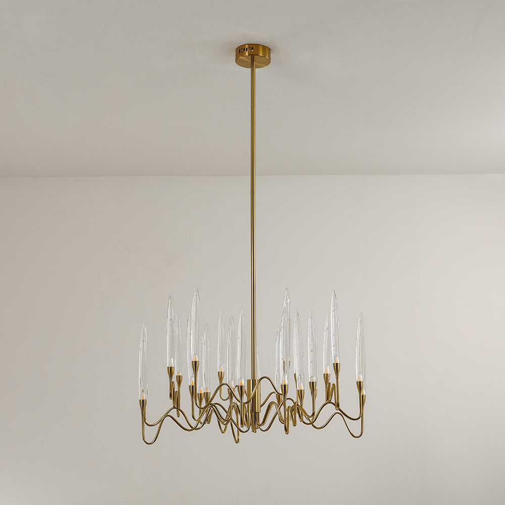 Elegant Classical Candelabrum Chandelier - Antique Brass Crystal Ceiling Light Fixture for Dining Room, Living Room & Bedroom Decor