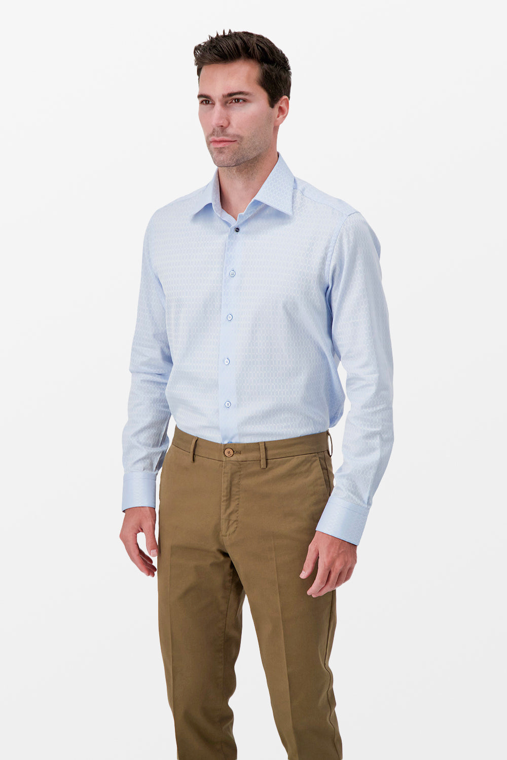 Zilli Blue Classic Men's Dress Shirt - Premium Slim Fit Formal Shirt for Business, Office & Special Occasions