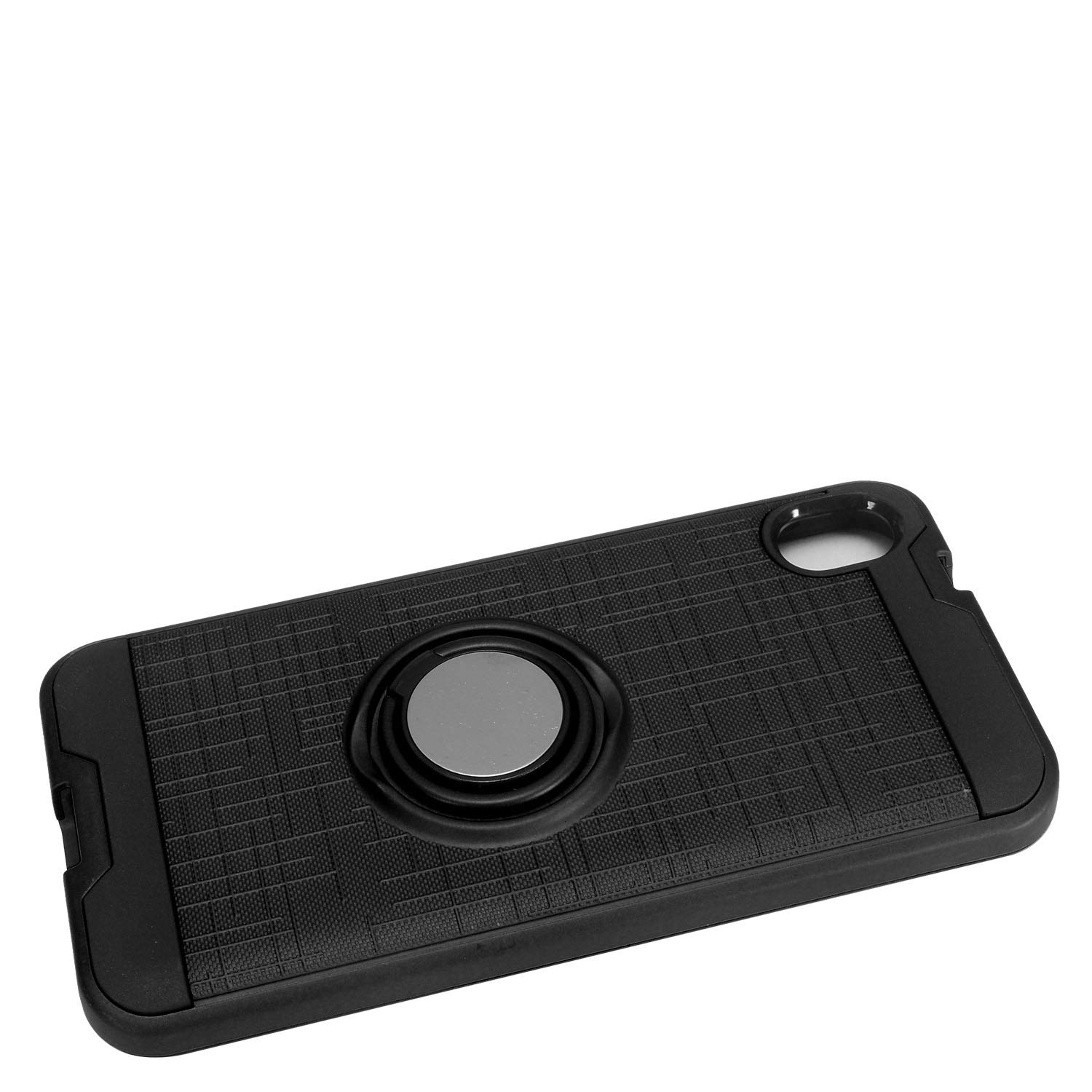 Durable Hybrid Phone Case with Ring Stand for Motorola Moto E6 XT2005 (2019) & 6th Gen - Shockproof Protective Cover - Perfect for Work, Travel & Daily Use (RS2 Black)