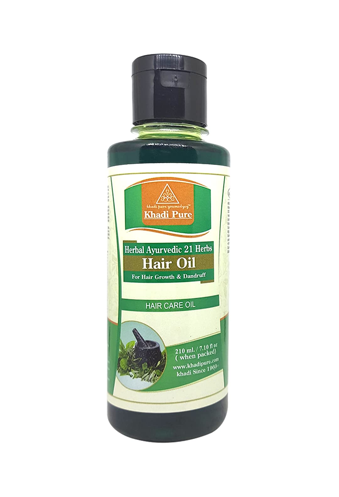 Khadi Pure Herbal Ayurvedic 21 Herbs Hair Oil for Hair Growth & Scalp Care - 210ml | Natural Treatment for Dry, Damaged Hair | Perfect for Daily Hair Massage & Night Routine