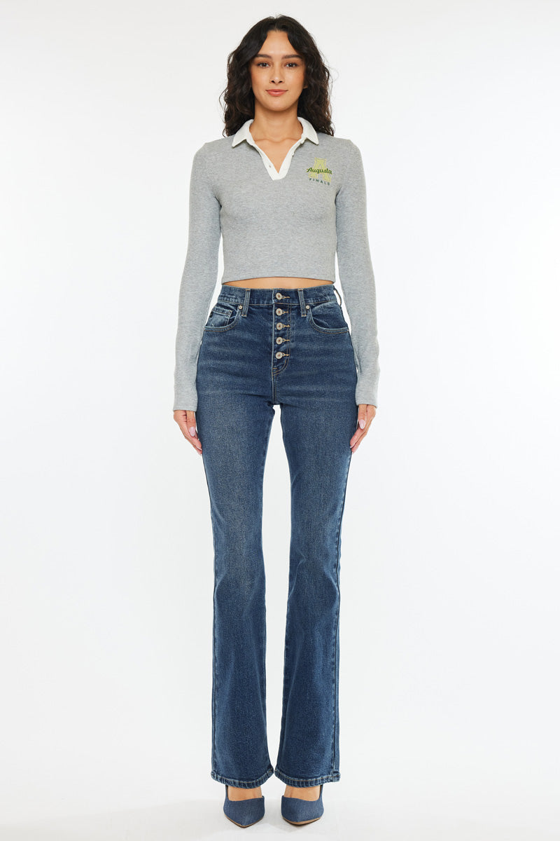 Zina High Rise Vintage Bootcut Jeans for Women - Retro 70s Style Denim Pants with Stretch Comfort - Perfect for Casual Outfits, Date Nights & Boho Fashion