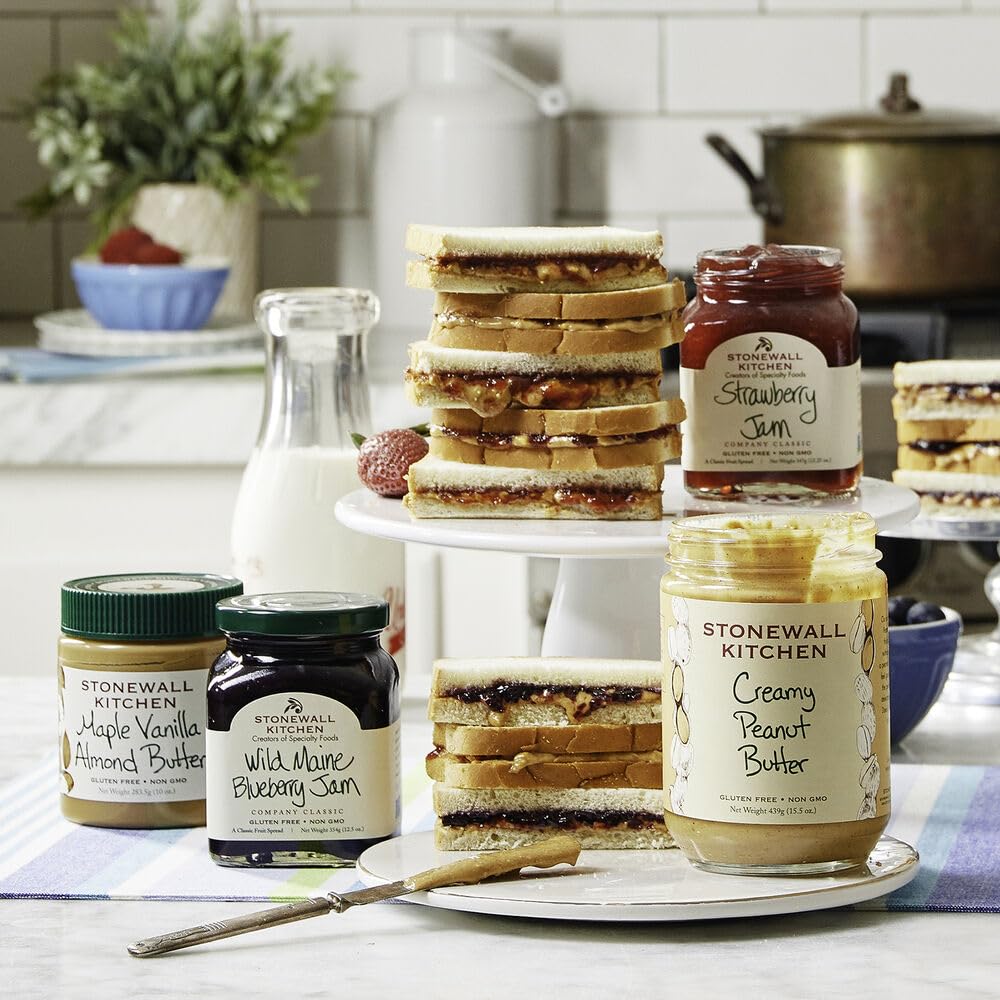 Stonewall Kitchen Wild Maine Blueberry Jam 4-Pack - All Natural Fruit Spread for Toast, Pancakes & Desserts - Perfect Breakfast & Baking Gift Set