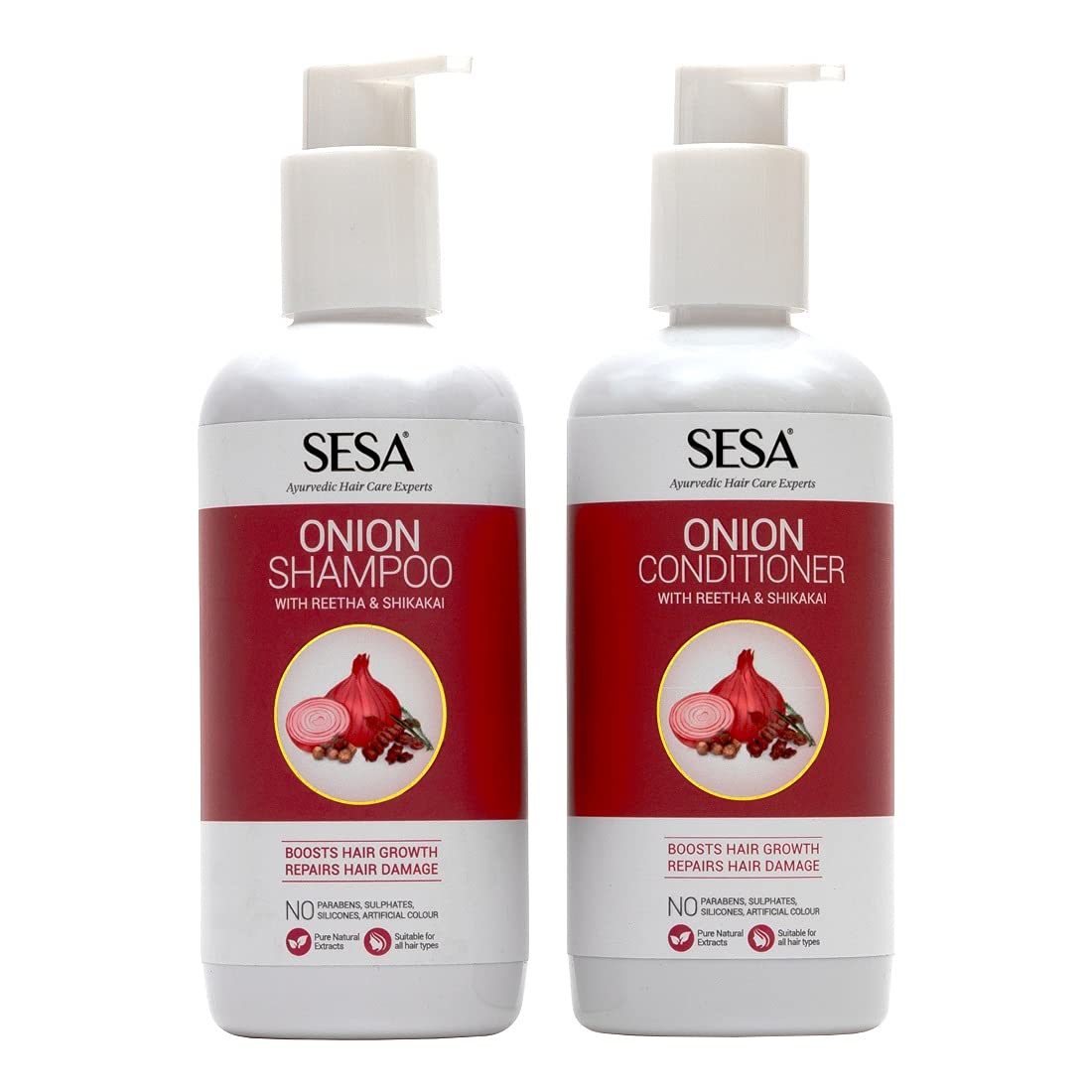 SESA Onion Anti-Hair Fall Shampoo & Conditioner Set (300ml Each) - Natural Hair Loss Treatment for Stronger, Healthier Hair - Perfect for Daily Hair Care Routine at Home or Salon