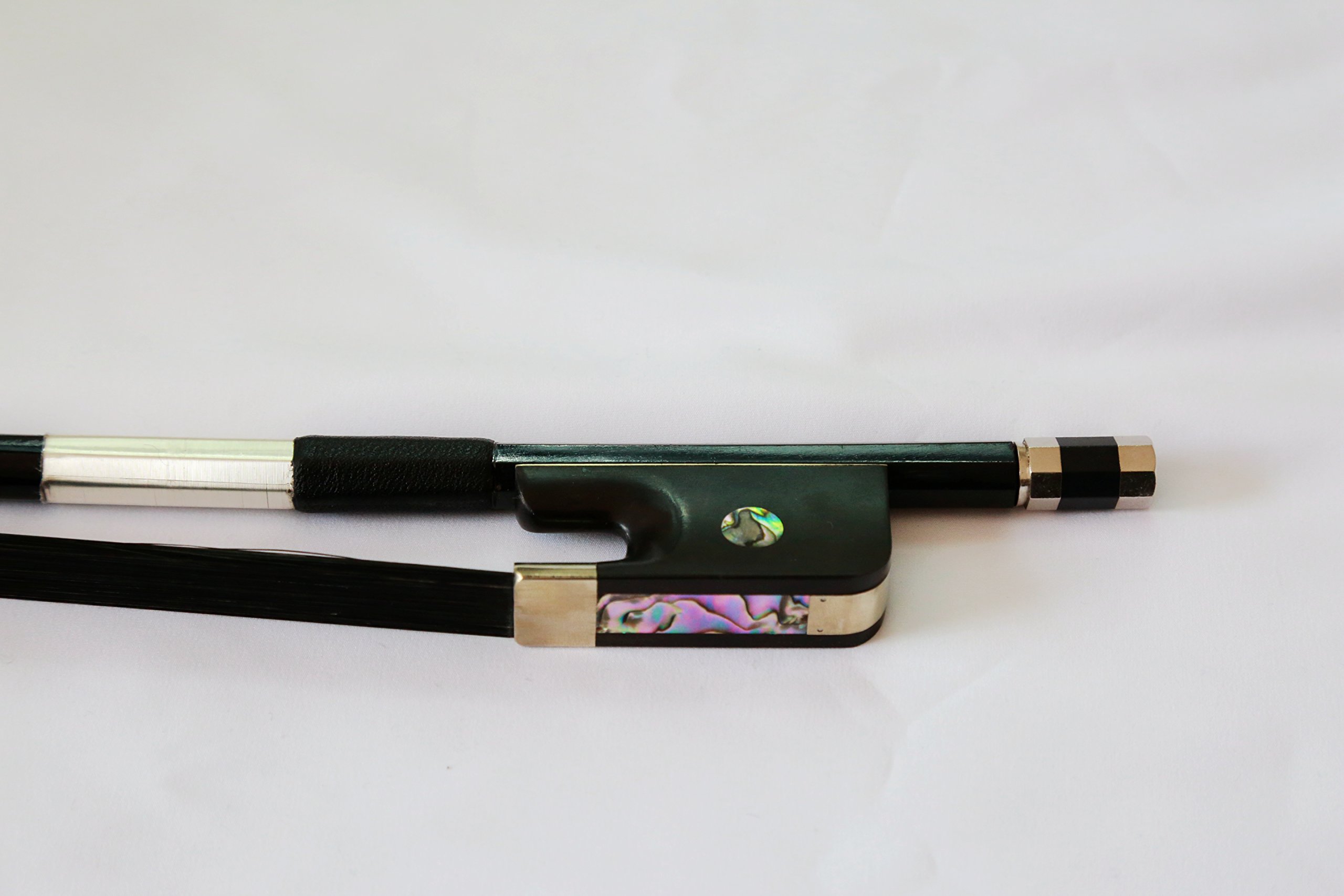 Premium 3/4 Carbon Fiber Bass Bow with Ebony Frog - French Style Violin Bow with Natural Black Horsehair - Perfect for Professional Musicians & Orchestra Performances