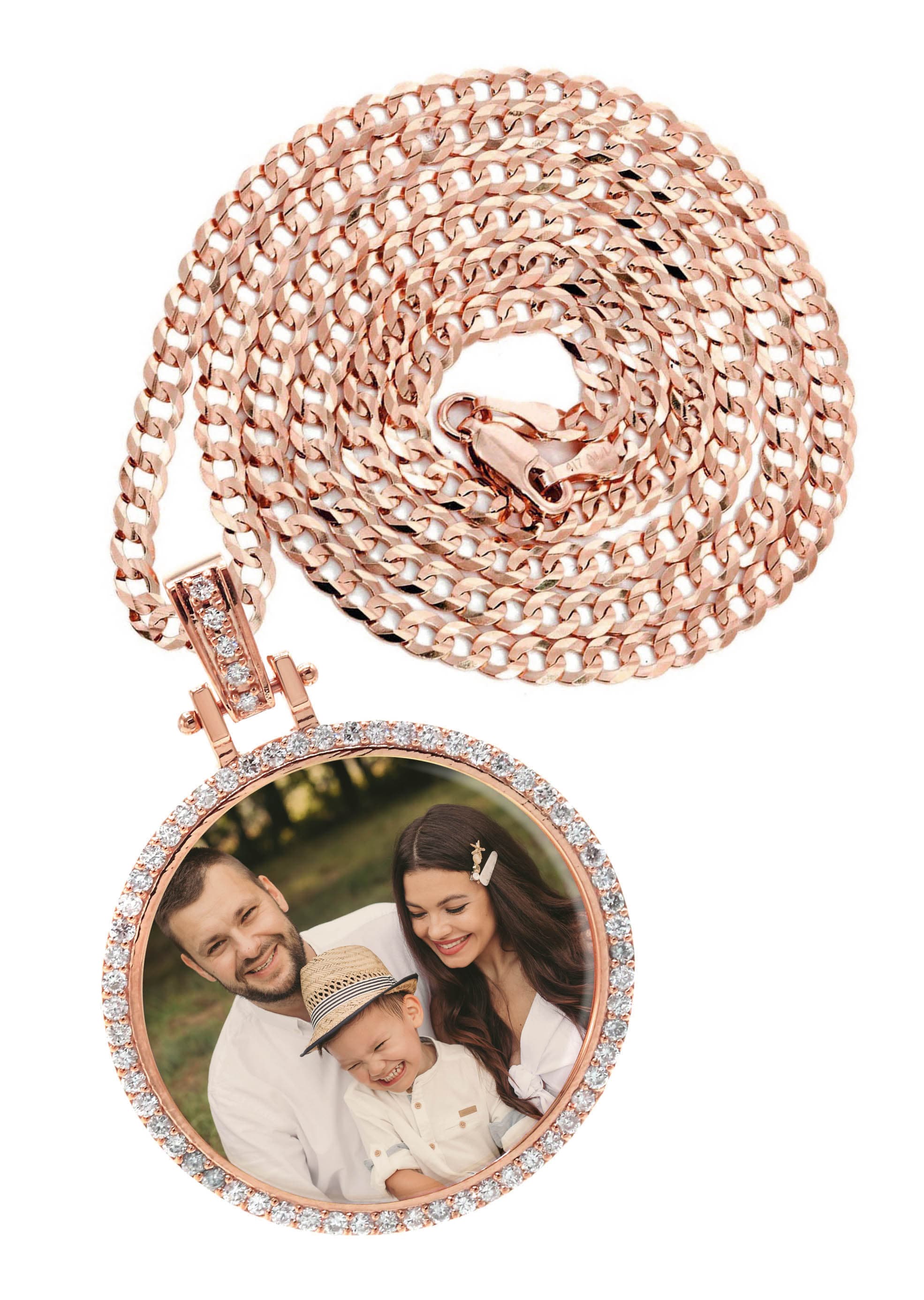 10K/14K Rose Gold Diamond Round Picture Pendant Necklace - 0.65 Carat Solitaire Jewelry for Women | Perfect for Anniversary, Valentine's Day & Special Occasion Gifts